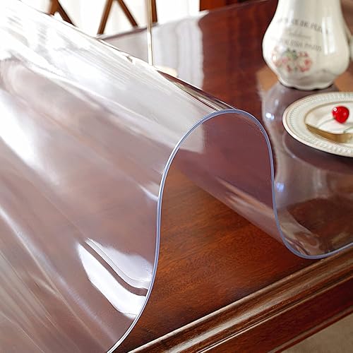 Miniatura 8 de OstepDecor Protector de mesa transparente de 0.079 in de grosor, 40 x 66 pulgadas, protector rectangular de vinilo transparente, cubierta de mantel