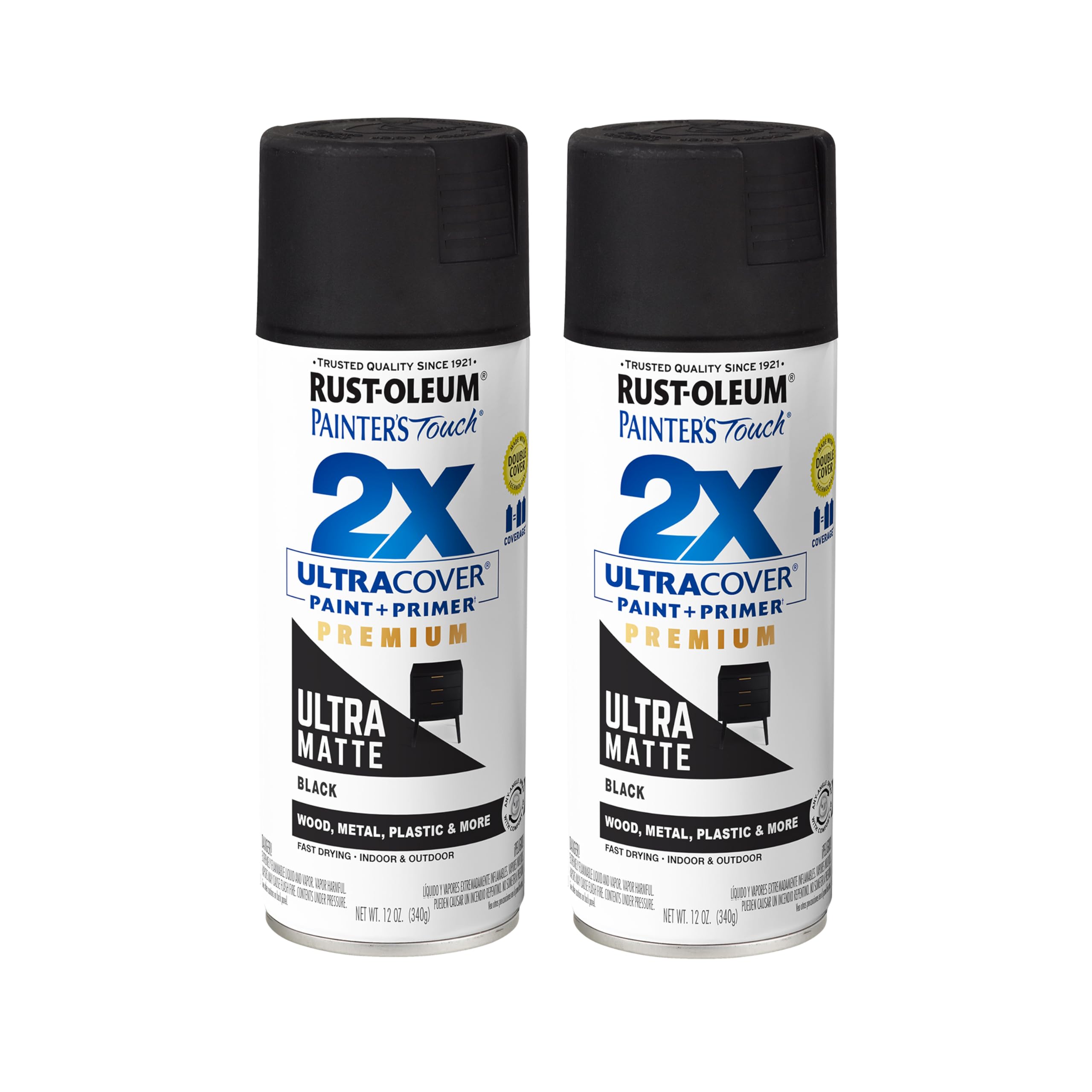 Rust-Oleum Painter's Touch 2X Ultra Cover Spray Paint, Ultra Matte Black