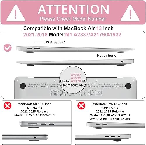 Miniatura 2 de B BELK Funda compatible con MacBook Air de 13 pulgadas 2022 2021 2020 2019 2018 M1 A2337 A2179 A1932, carcasa rígida de plástico + cubierta de Shiny