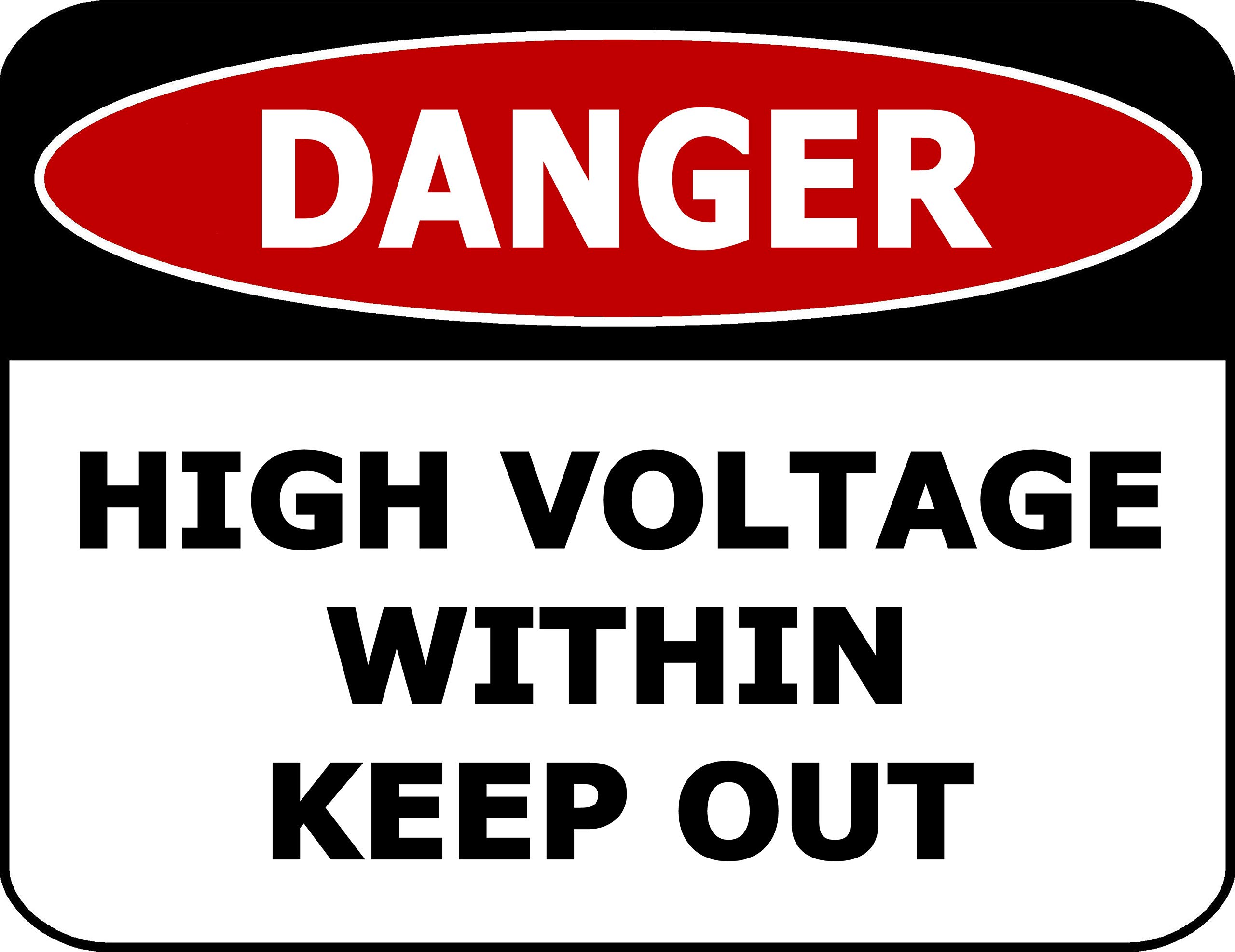 Aluminum Electrical Hazard Restriction Sign, High Voltage Inside Keep Out Yard Indoor Outdoor Wall Decor, 12x8 Inches
