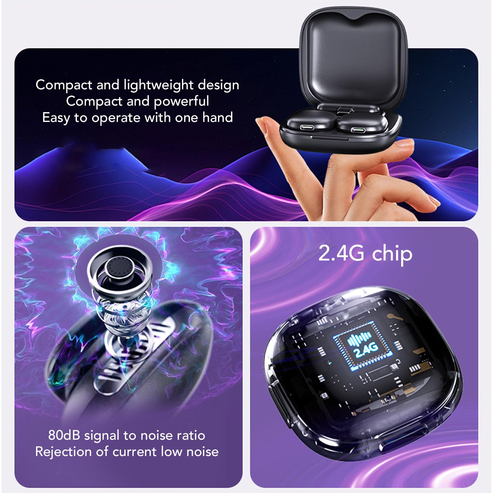 Tbest Bezprzewodowe Mikrofony Lavalier 328 Stóp Zakres AI Redukcja Szumów 2,4 GHz Wireless Lapel MICS z obudową ładowania do Nagrywania Wideo Transmisja na żywo