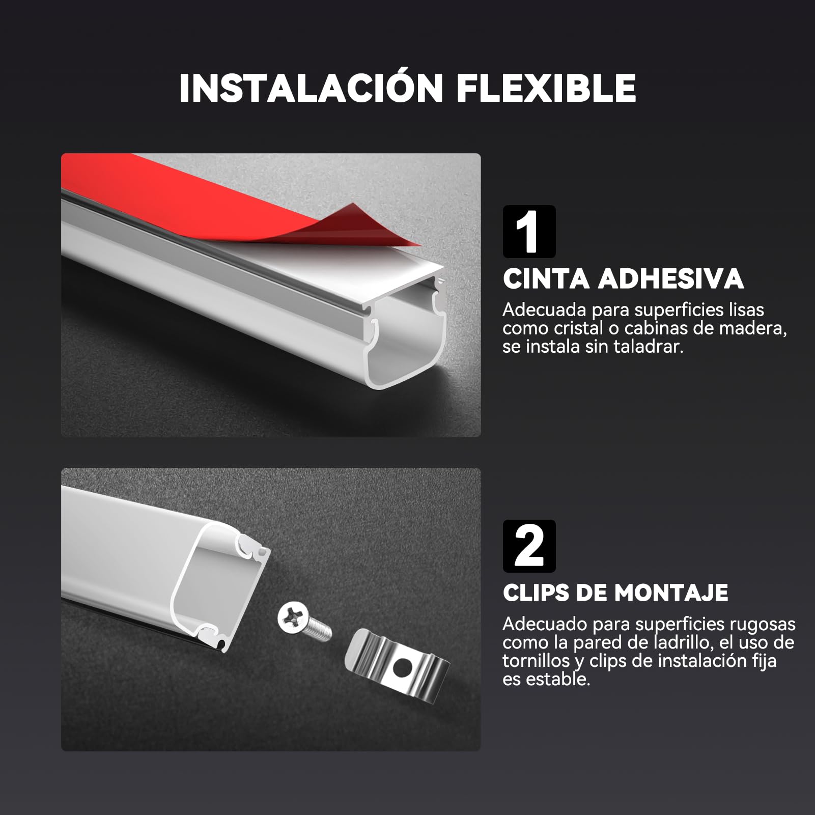 HOMMAND Perfil Aluminio Tira LED, 10 Pack 1m Perfil de Aluminio para LED Forma de U Altura añadida, Canal de aluminio LED, con Conector de Esquina, Adhesivo, Tapas finales, Clips de Montaje