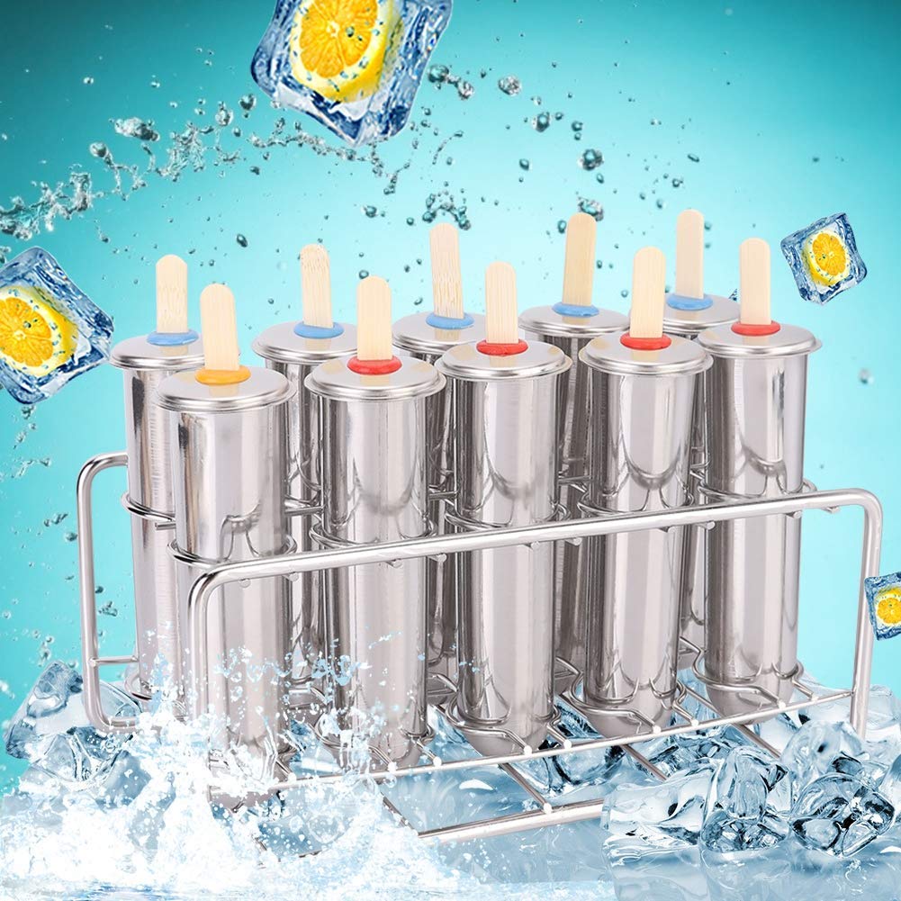 304 Edelstahl Eisform Set, 12er Eis am Stiel Form, wiederverwendbare Eismaschine Form für Zuhause