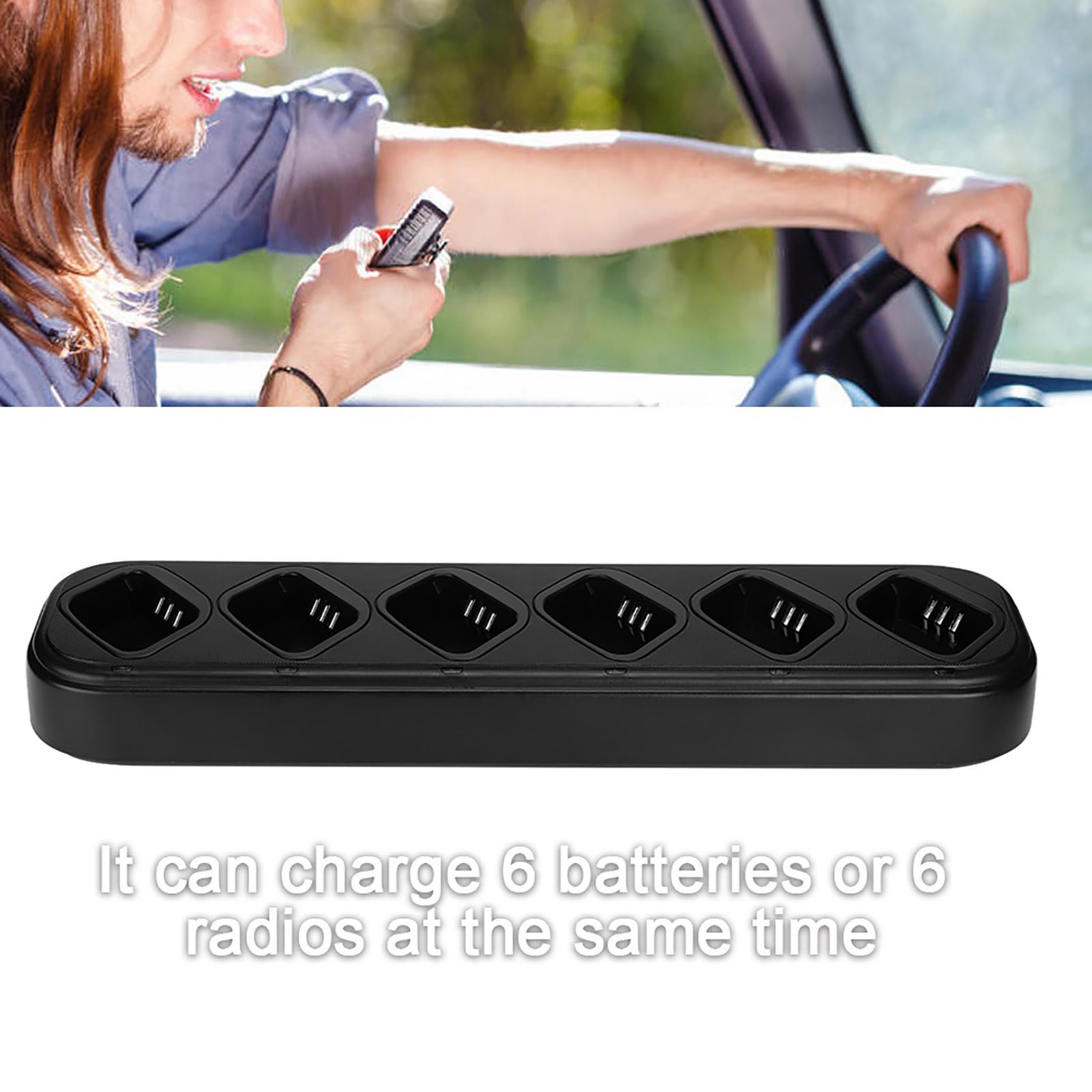 Cargador de Seis Vías, Adaptador de Corriente para GP328/338 GP360, con Identificación Automática de Batería de Protección Múltiple (Enchufe Europeo 110-240 V)