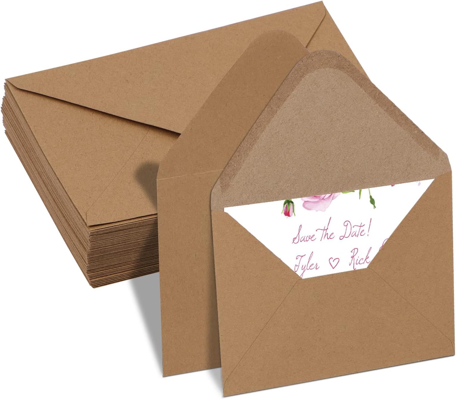 Pack of 50 C6 Ribbed Kraft Envelopes Fleck Envelopes 114mm x 162mm by YOTINO C6 Fleck Kraft Brown Envelopes Wedding Envelopes