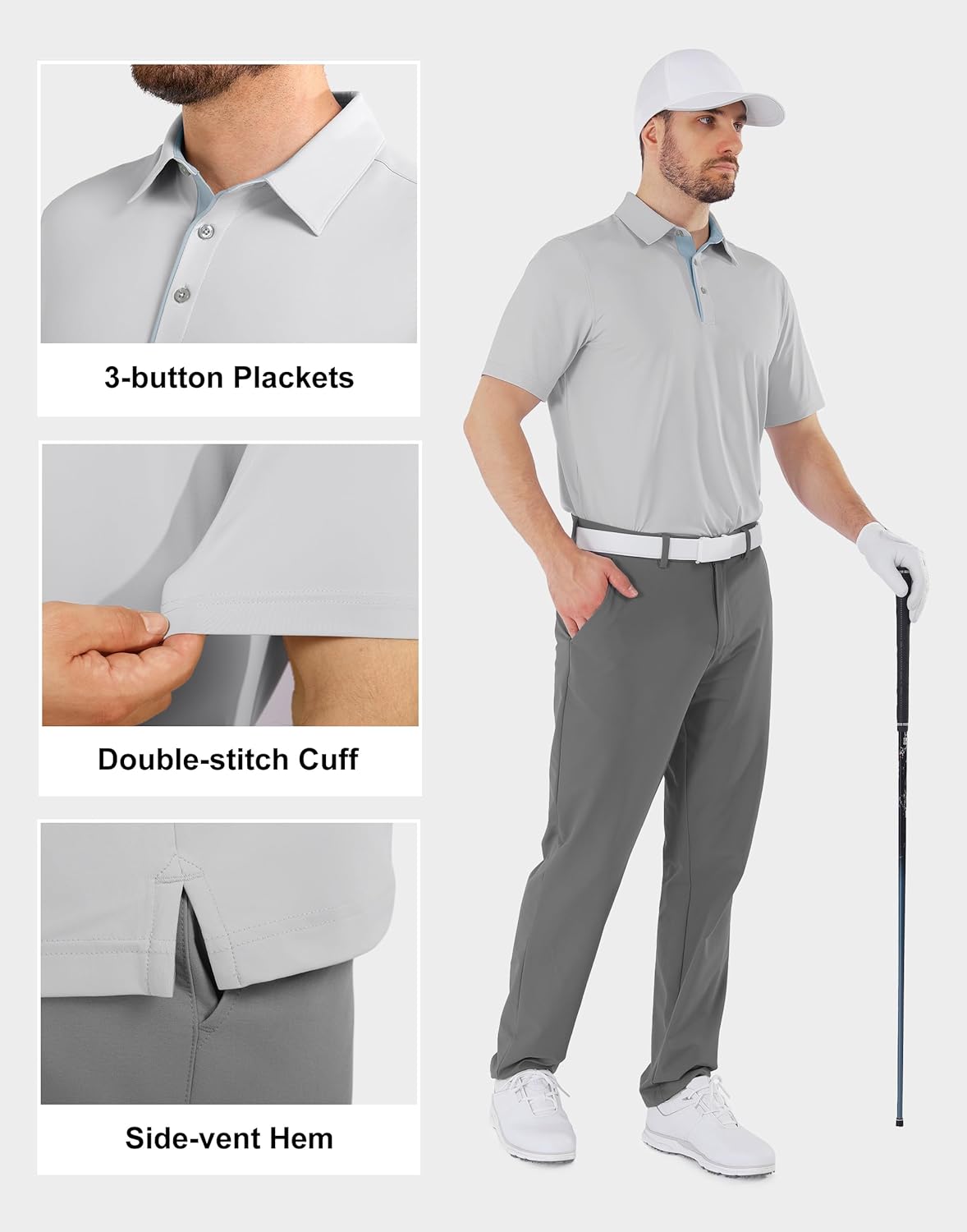 Men's Golf Polo Shirts Dry Fit Moisture Wicking Short Sleeve Collared Summer Casual Work Polos Shirt - Image 4