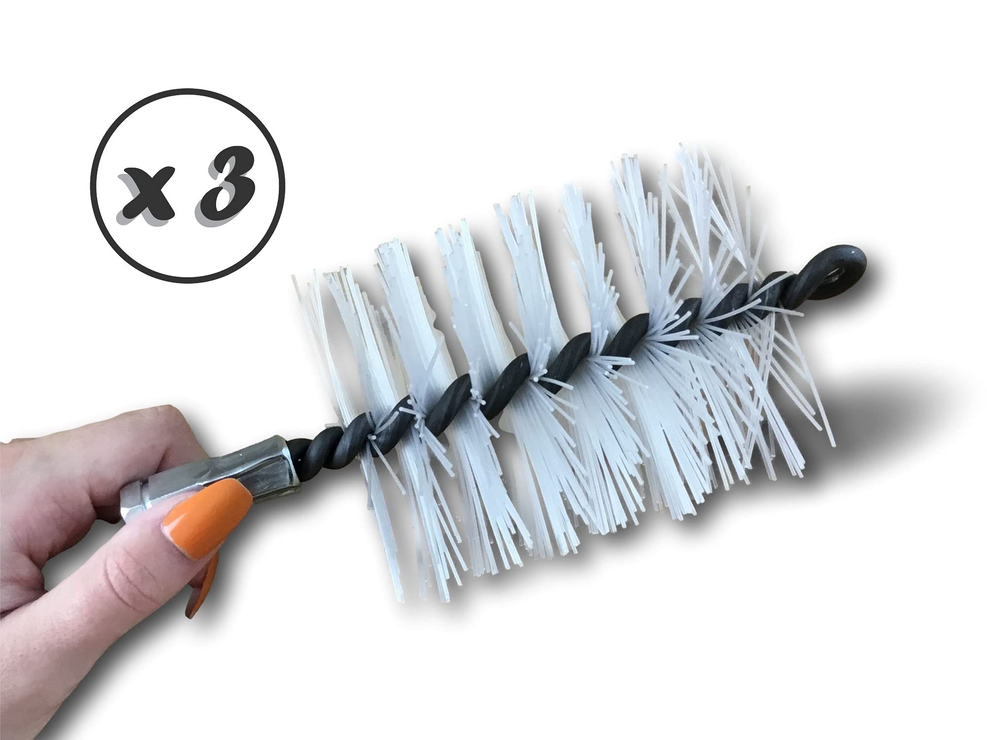 Nylonowa szczotka do rur z drążkiem 90 cm | Zestaw 3 | Ø 50 mm | Czyszczenie | Eliminacja osadów w rurach PCV | Przyłącze gwintowane | Ocynkowana stalowa podszewka z nylonu | Kibros 41SCN50Tx3