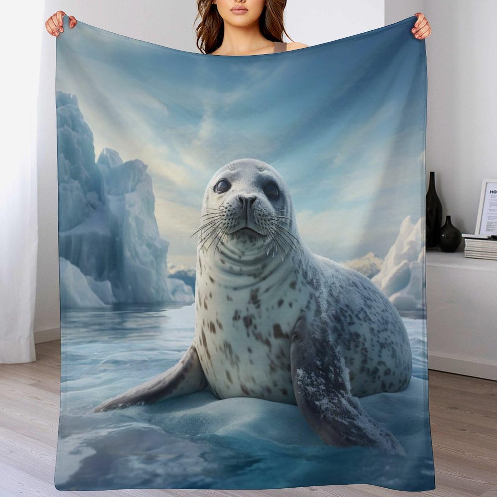 Couverture flannel phoque 180x200cm contre le froid du canapé