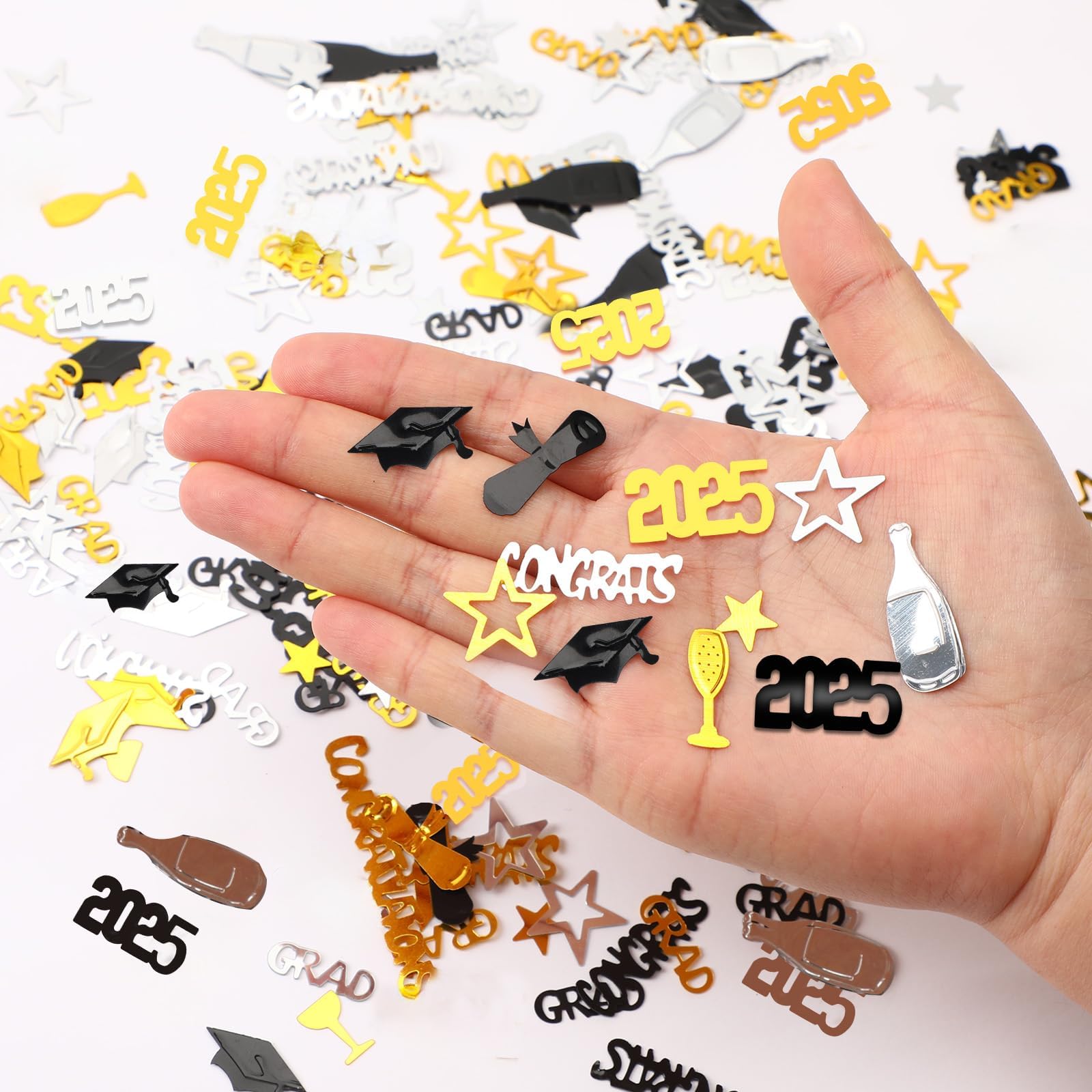 Abschluss Konfetti 2025 – 3000 Stück, Blau & Gold, Für Graduation-Partys & Deko
