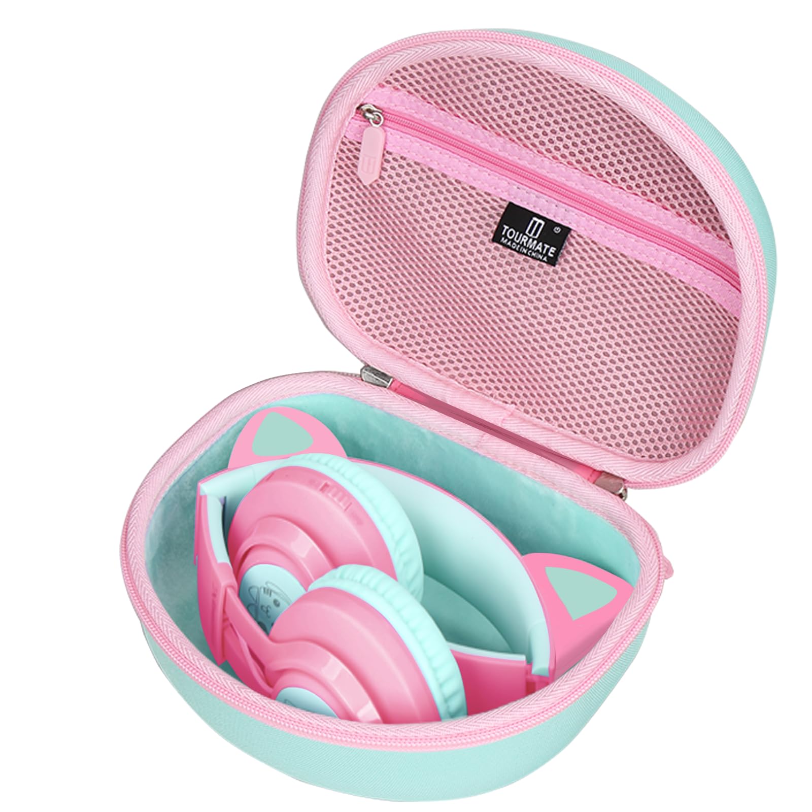 Tourmate Hard Travel Case for Riwbox CT-7 CT-7S / iClever HS01 / FosPower Cat Ear LED Light Kids Wireless Headphones, Protective Carrying Storage Bag