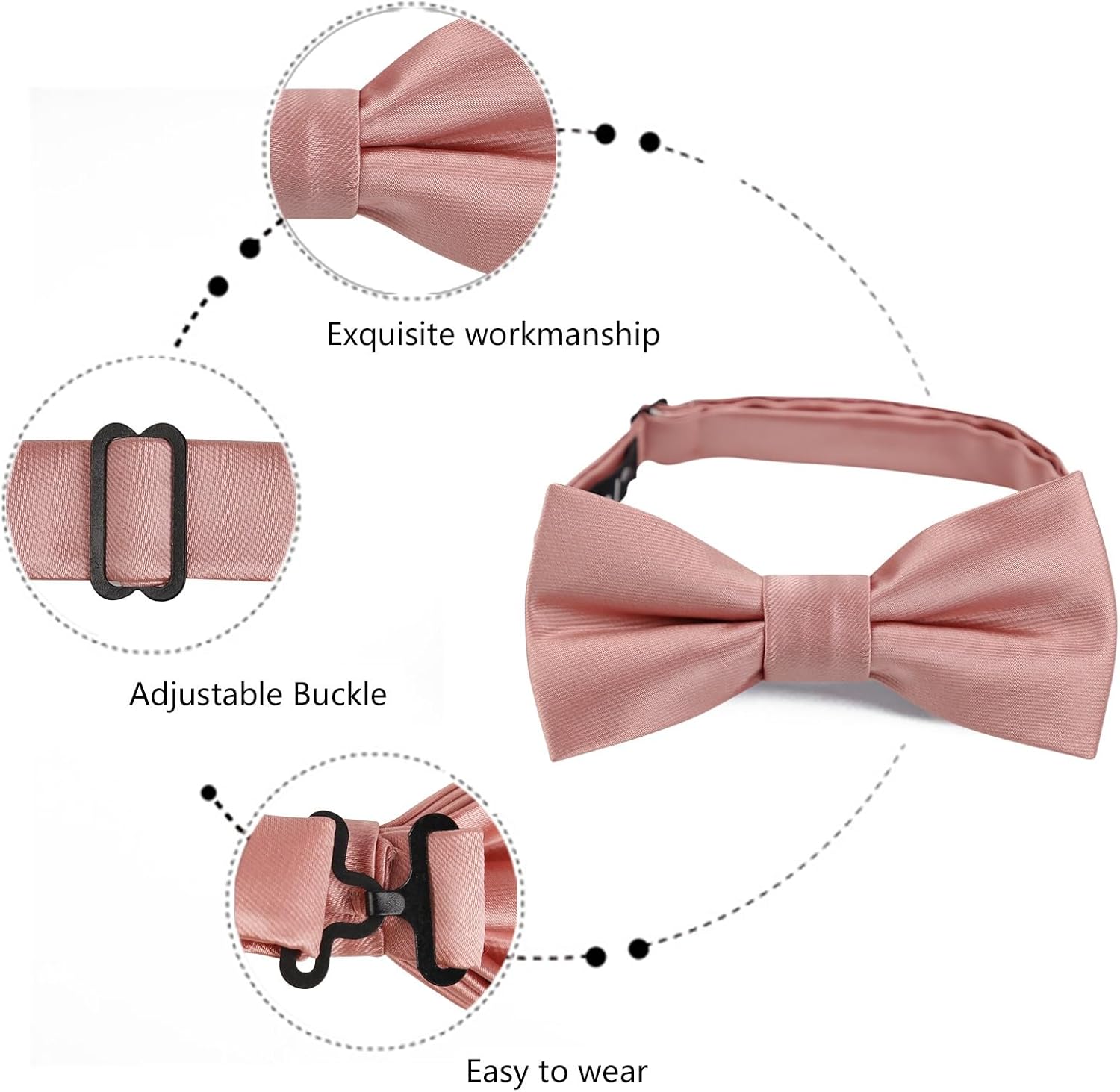 Alizeal Boys Adjustable Pre Tied Wedding Party Tuxedo Bow Tie - Image 3