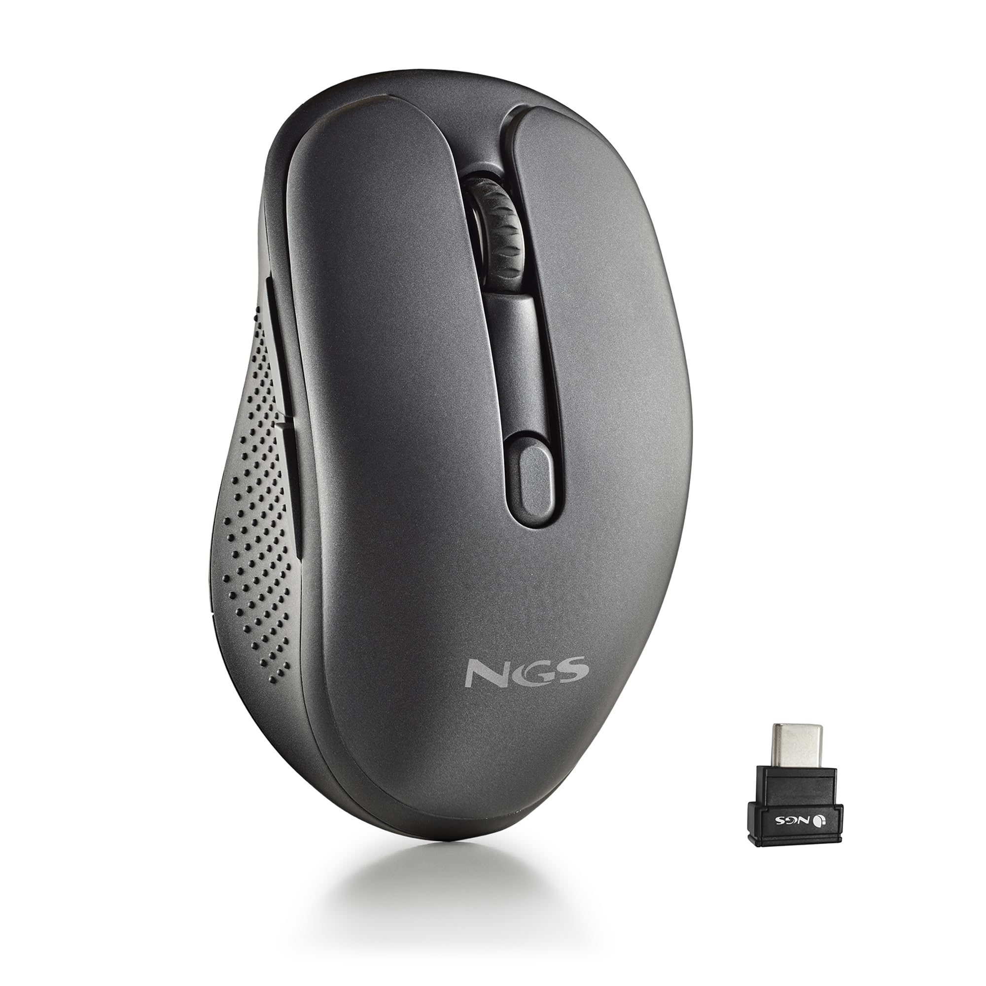 NGS | EVO JOT, Multi-mode Rechargeable Wireless Mouse, 2.4 GHz + Bluetooth 5.0 and 5.1, 800/1200/1600 dpi, Silent Buttons, USB-C Connection