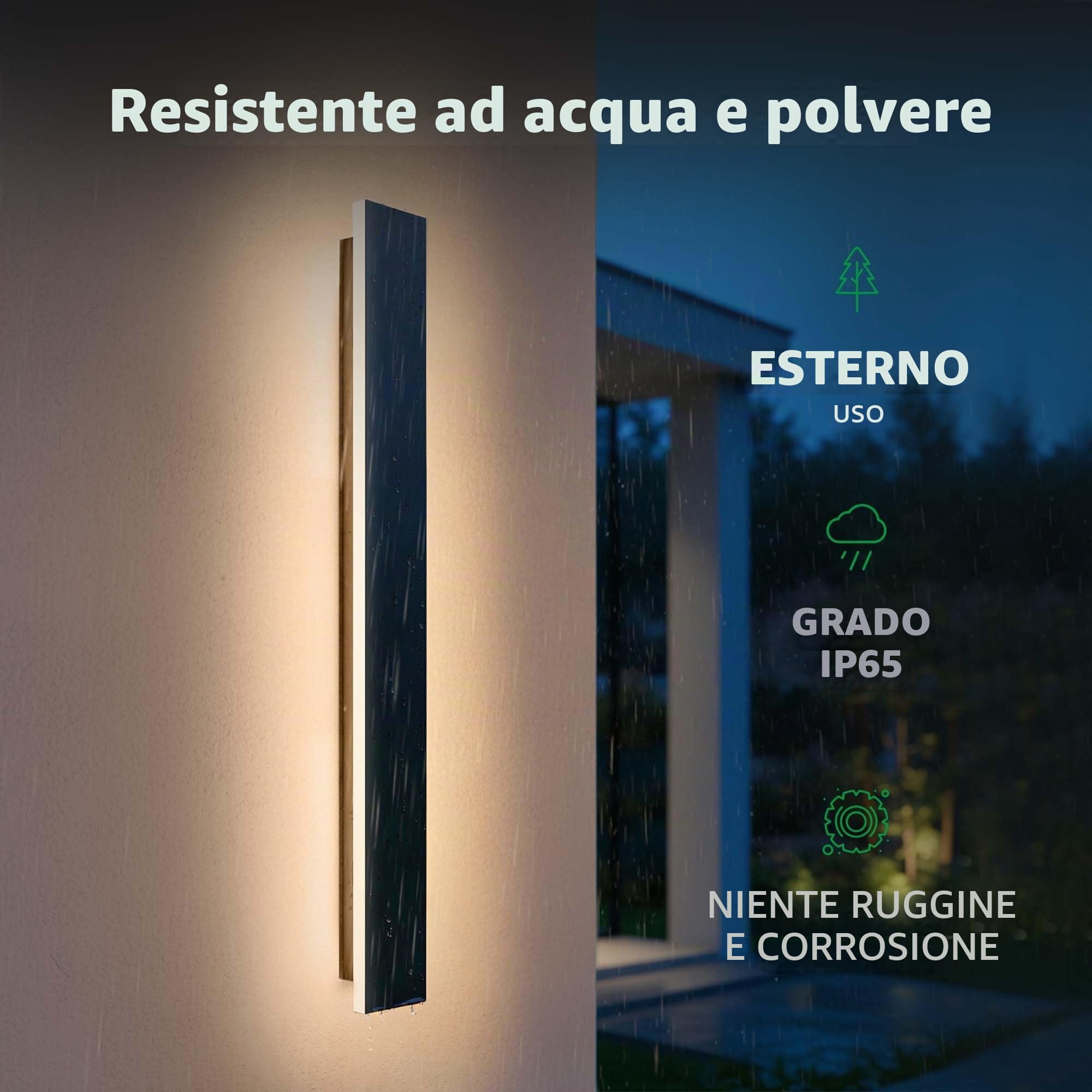 Ledvion - Applique da esterno LED lunga Villa, 100 cm, Ip65, 14W, Noir, Bianco caldo, 2700K, Alluminio e acrilico, per interno ed esterno, applique da esterno, lampada da parete esterna