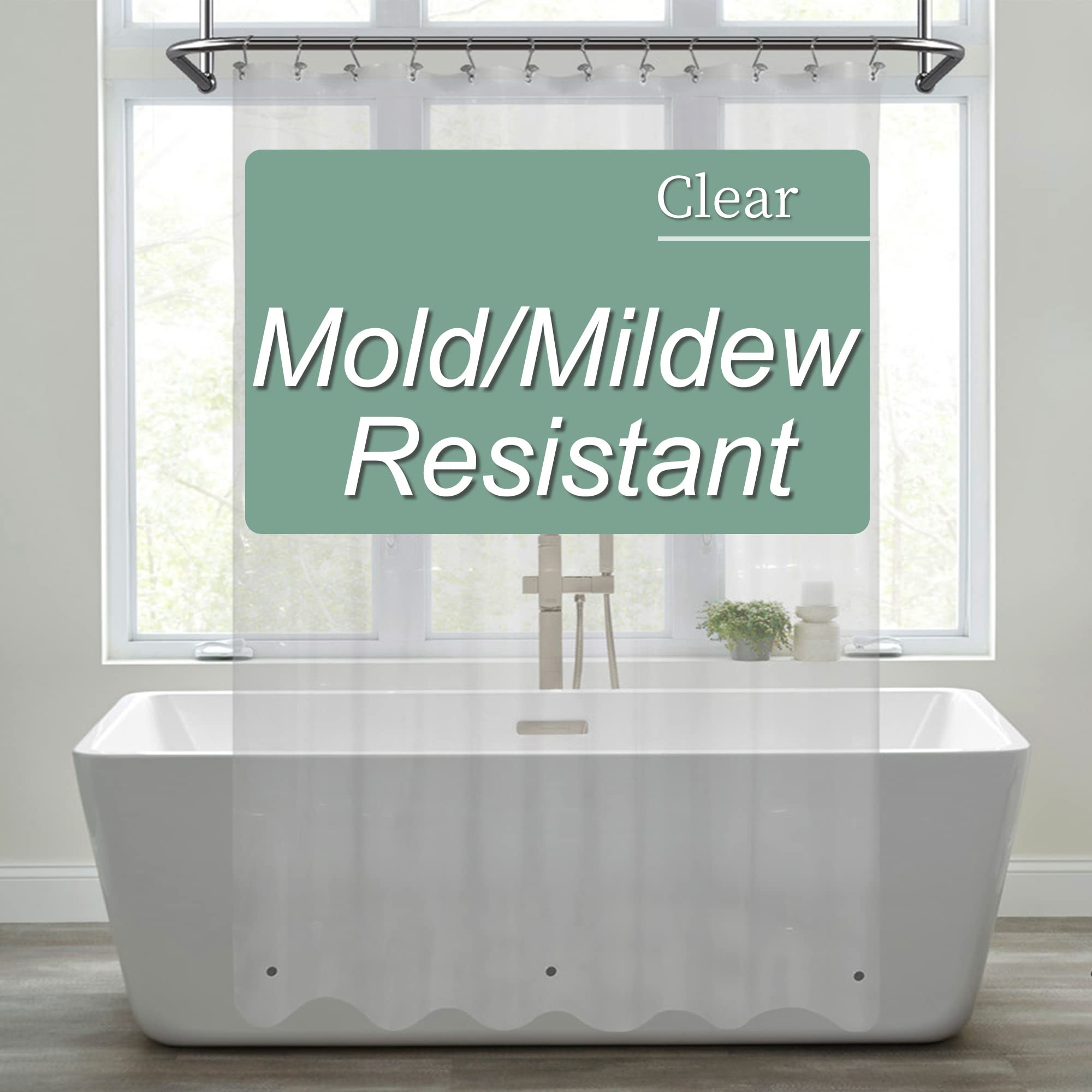 Mrs Awesome Extra Long Shower Curtain Liner with 3 Magnets, 72x84 XL Clear Shower Liner, 4G Light-Weight PEVA Plastic Shower Curtain for Bathroom, Waterproof, 72 x 84, Clear