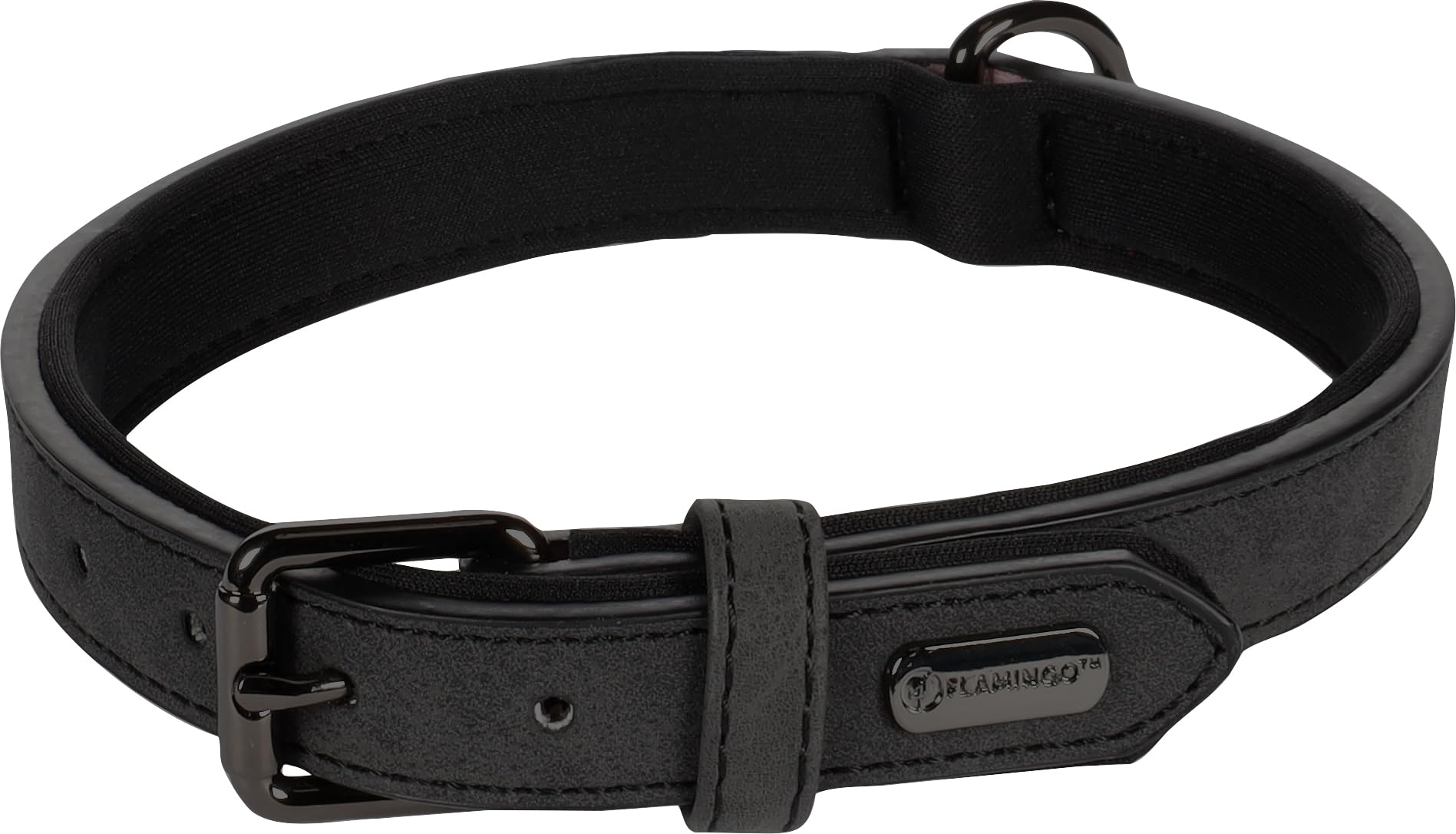 Flamingo Dog Collar With neoprene Delu Black M 36-44cm 20mm