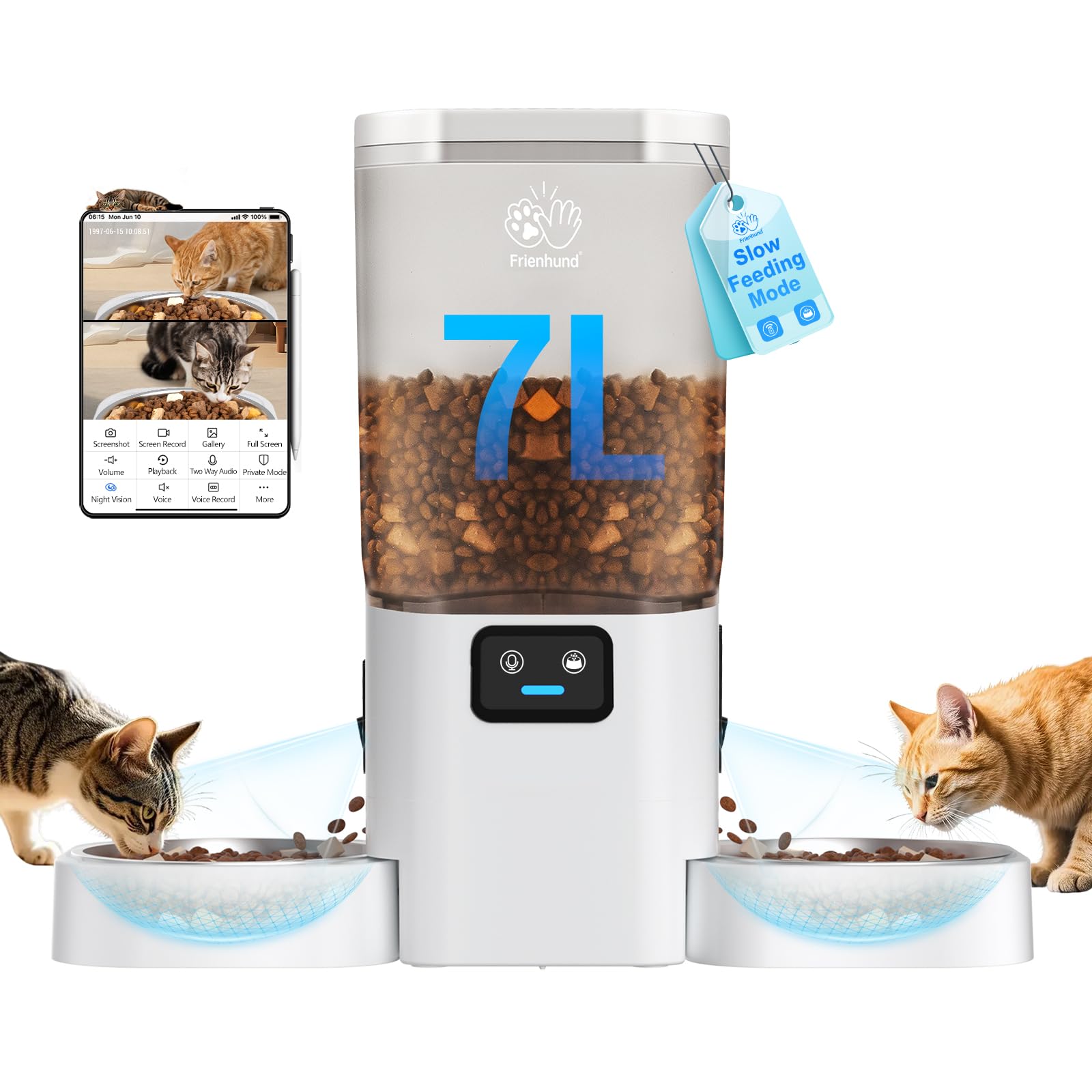 Frienhund 7L Automatic Cat Feeder 2 Cats with Dual Cameras & APP Control