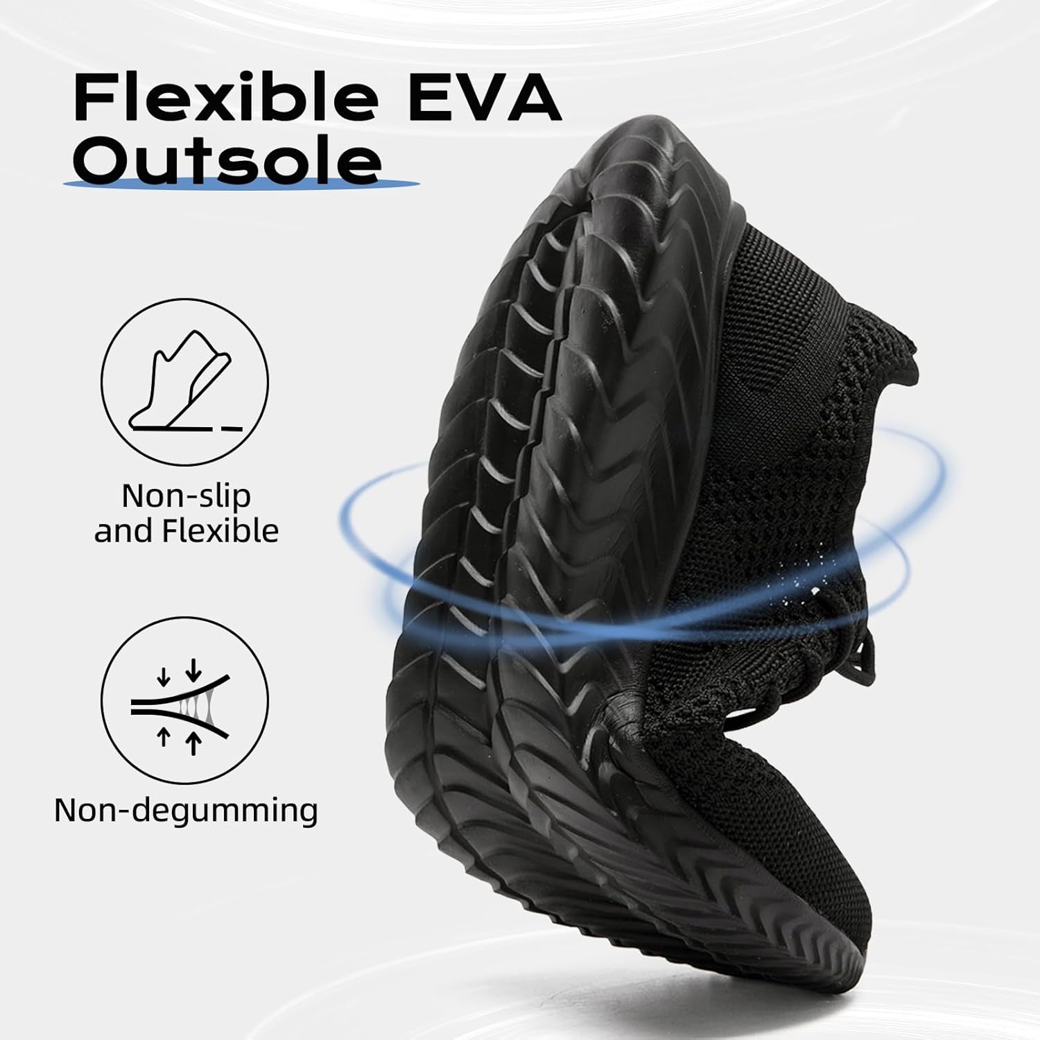 Mens Running Shoes Tennis Black Walking Sneakers Gym Workout Slip On Athletic Fashion Sports Lightweight Breathable Jogging Shoes Size 12 - Image 4