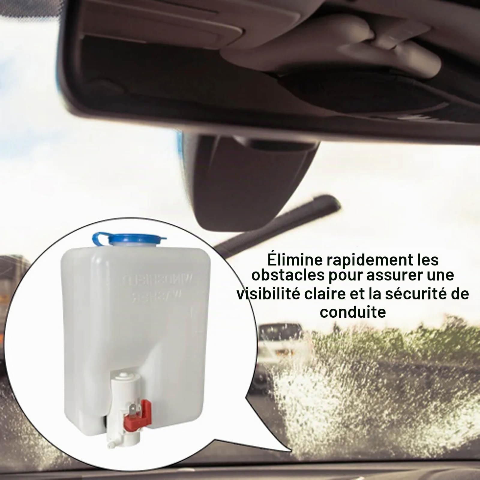 Pompe de Lave-Glace Universelle 12 V 160186 avec Réservoir | Ensemble avec Interrupteur à Bouton et Buse de Pulvérisation pour Remplacer ou Ajouter un Système de Nettoyage de Pare-Brise