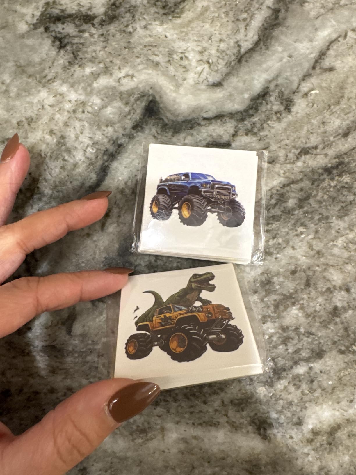 Ozepao 100 Pcs Monster Truck Temporary Tattoos for Kids, （2'' x 2''）Individually Wrapped Tattoos, Car Themed Birthday Decorations, Party Favors Supplies