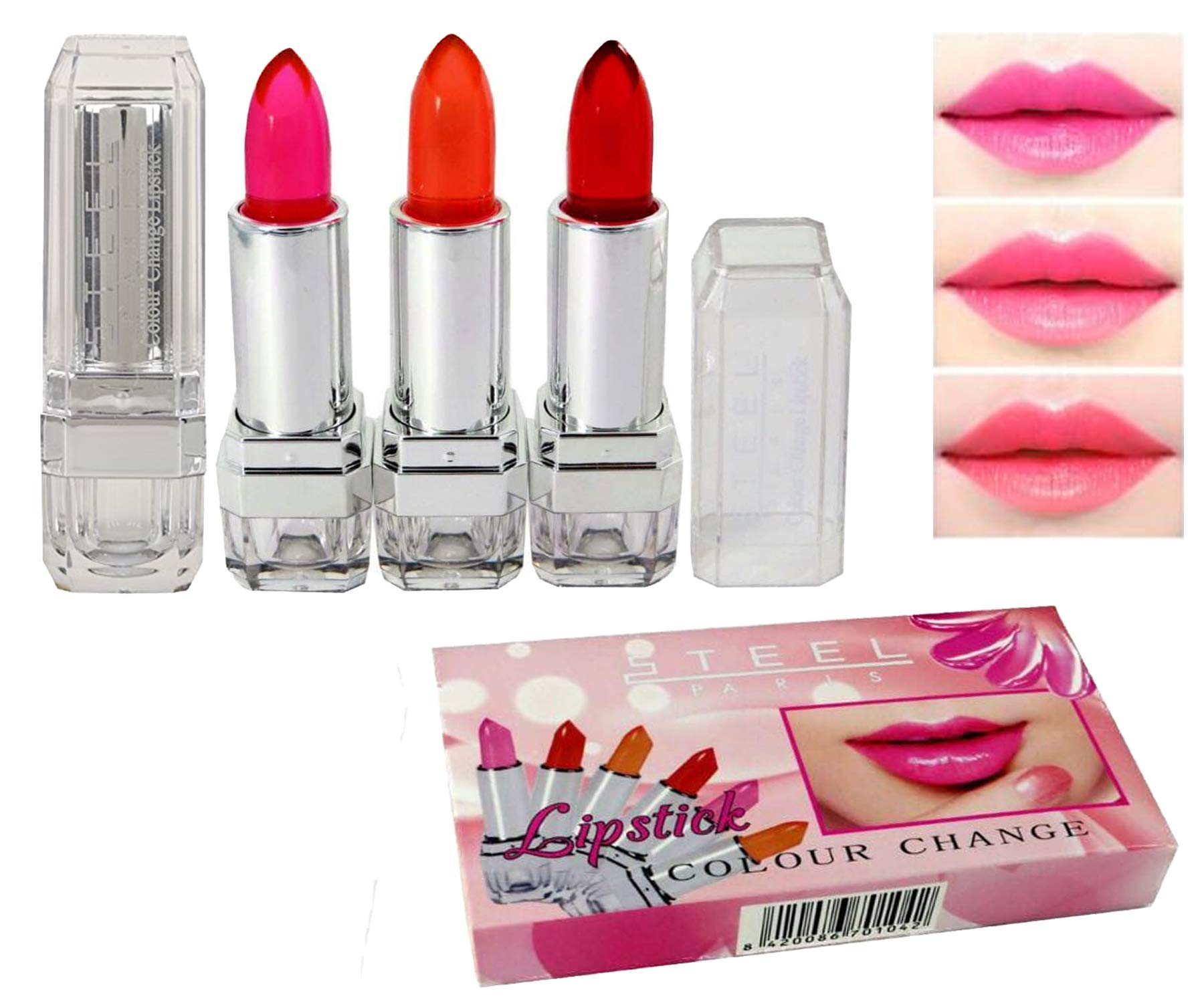 Steel Paris Colour Change gel Lipstick 1 pcs (Pink)