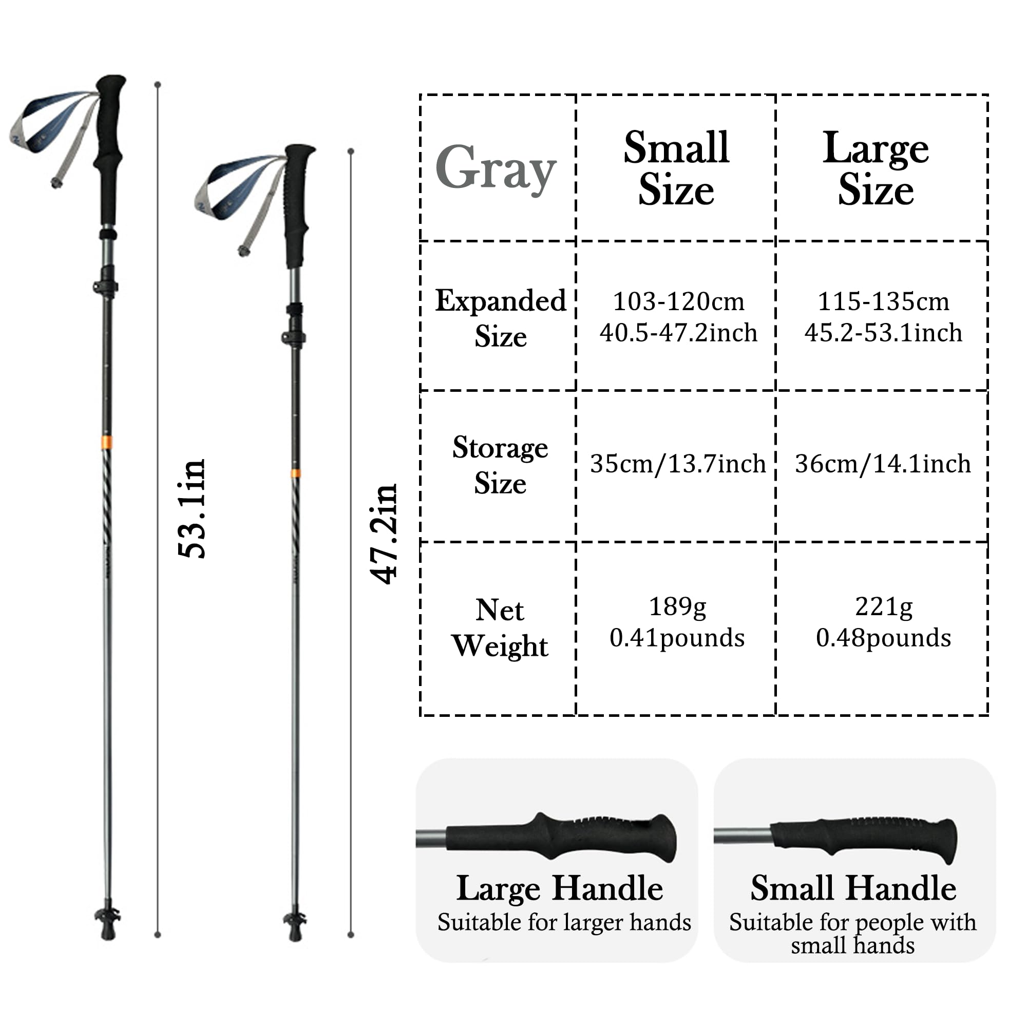 Naturehike UL 3K Carbon Fiber Trekking Pole-7075 Aluminum Adjustable Collapsible 3 Section Ultralight Hiking Stick with EVA Foam Grips, Women Men Walking Pole for Backpacking Trekking Hiking (L)