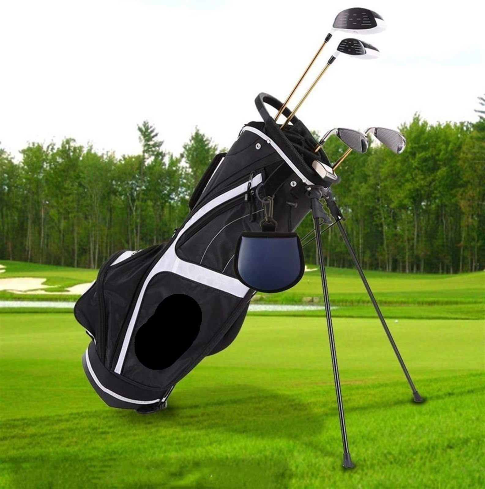 Golfball-Reiniger-Taschen Golfball-Reiniger-Beutel mit Clip, Pu-Leder-Reinigungstasche, Unterlegscheibe, Golfball-Reiniger(2 Pcs Red Grid)