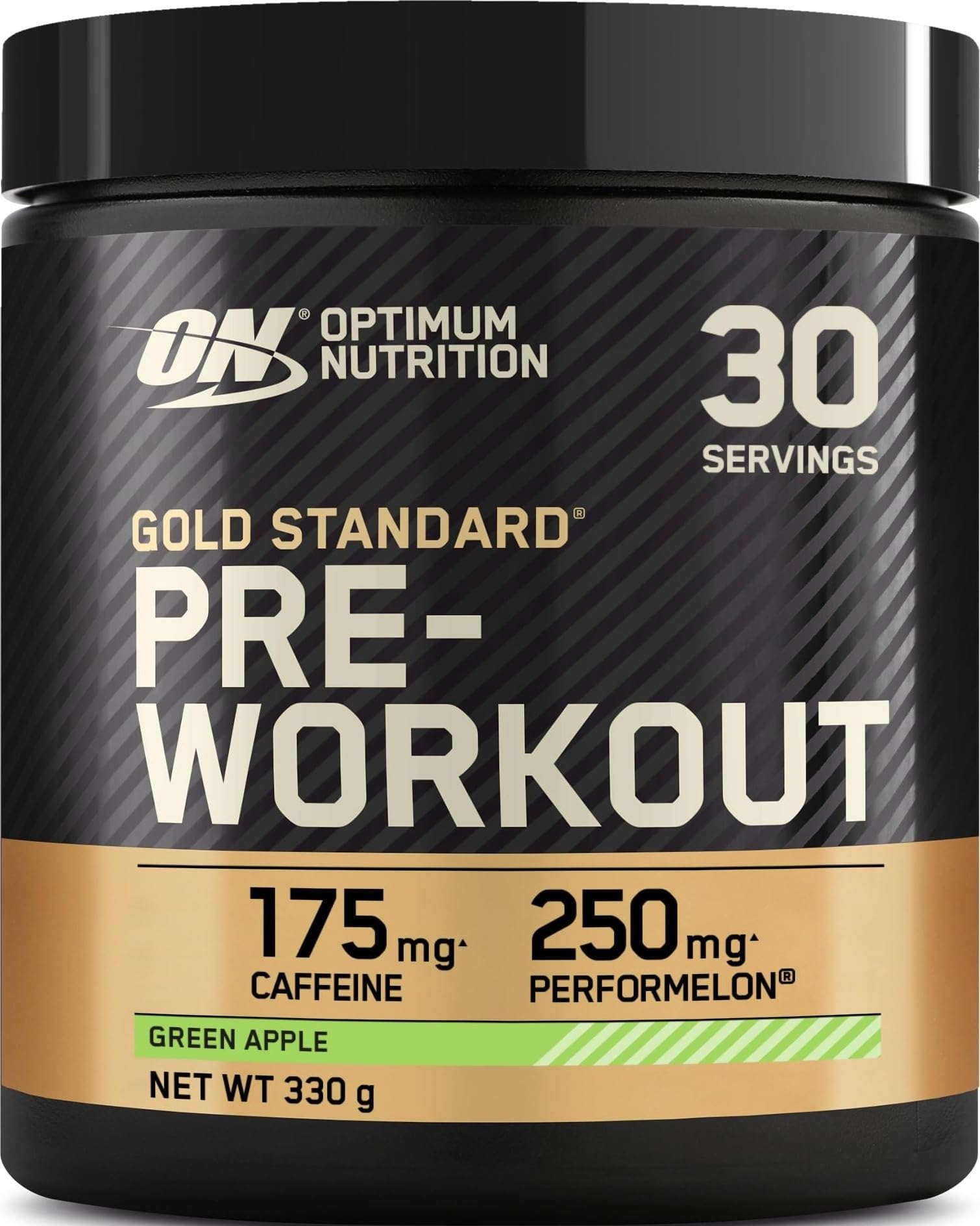 Optimum Nutrition Gold Standard Pre Workout Powder, Energy Drink with Creatine Monohydrate, Beta Alanine, Caffeine and Vitamin B Complex, Nutrition Supplement, Green Apple Flavour, 30 Servings, 330 g
