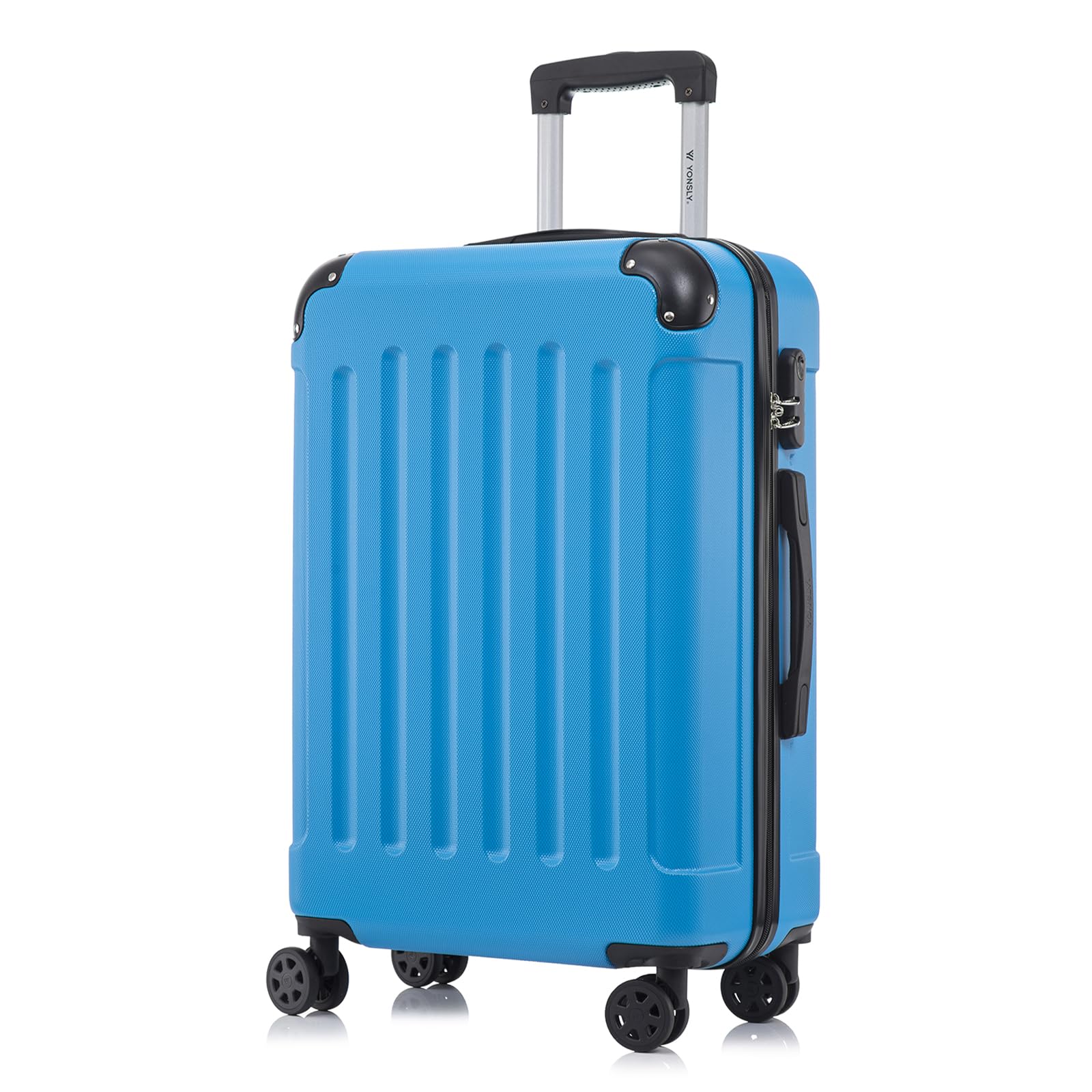 yonsly Koffer Suitcase, Trolley Reisekoffer, Rollkoffer Handgepäck mit 4 Rollen 360°, ABS Hartschalen, Sicherheitsschloss, Weicher Gummigriff, 210D-Futter