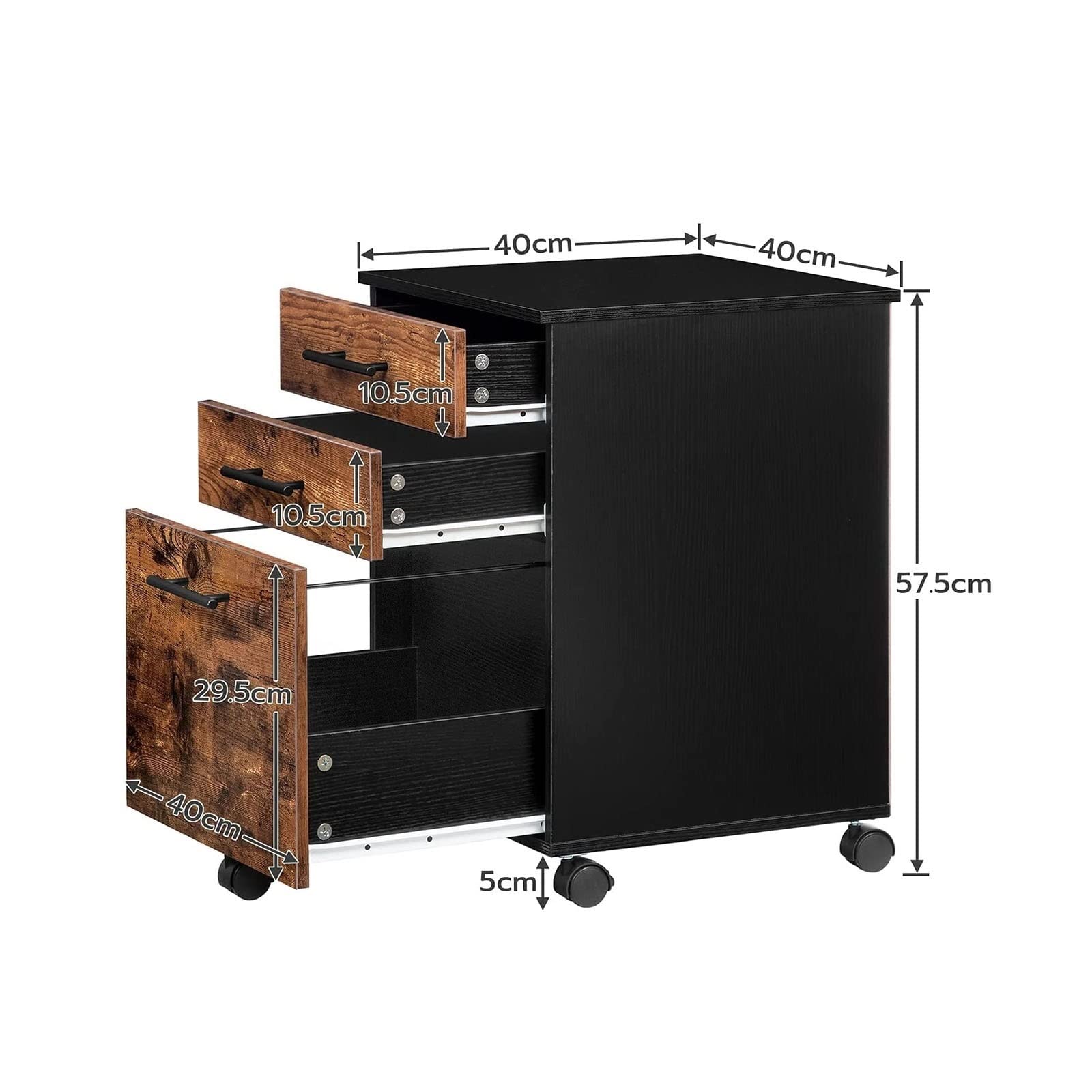 ENGENDER Schedario per Ufficio Domestico Armadi for File da Ufficio 3 cassetti Organizer Base Mobile Mobile a 5 Ruote con cassetto for cartelle sospese for l'home Office Armadio per Schedari(A)
