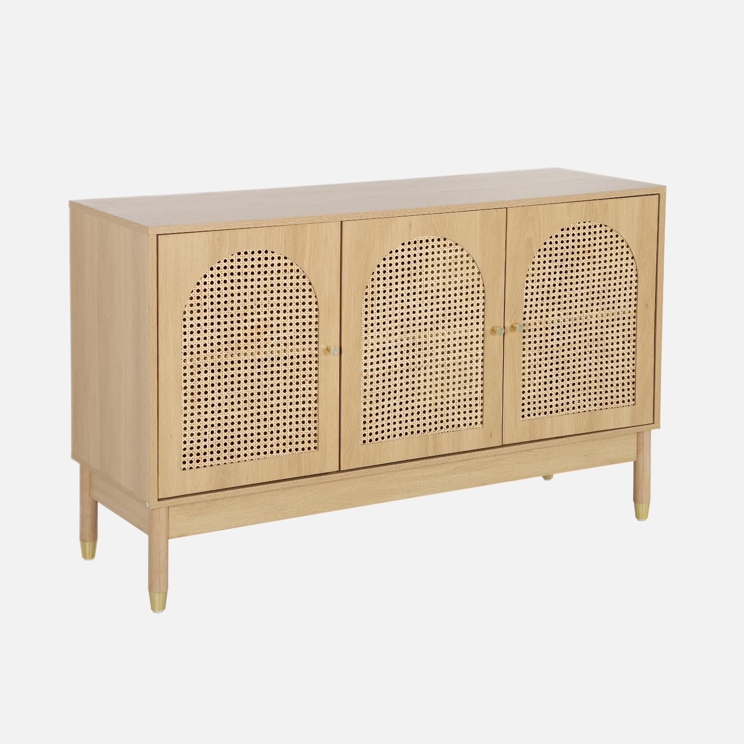 Alice's Garden sweeek - Buffet décor Bois et cannage 3 Portes Teinte Naturelle 120 x 40 x 75 cm - Judith