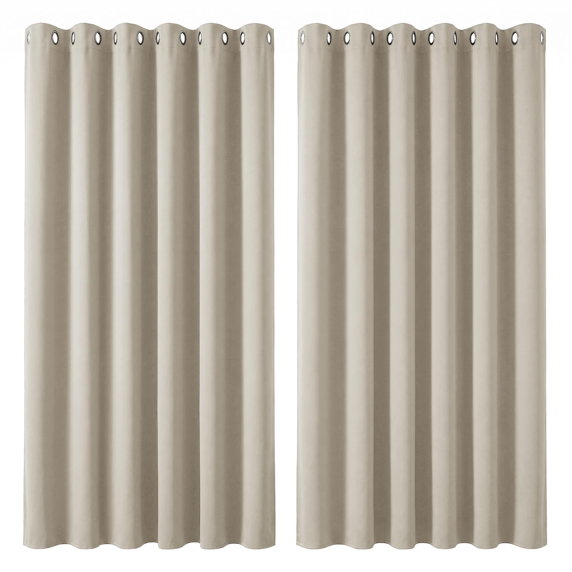 Deconovo Light Beige Super Soft Thermal Insulated Eyelet Room Darkening Curtains Bedroom 90 X 108 Inch 2 Panels
