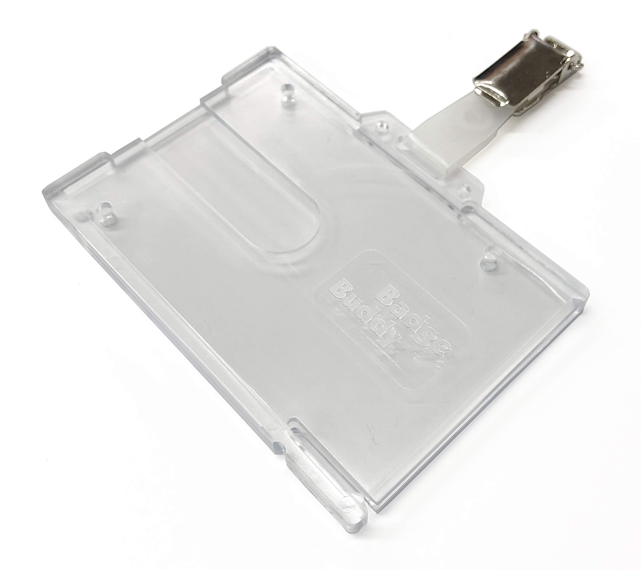 PCL Media ltd 5 x Badge Buddy ID Card Holder with ID Crocodile Badge Clip Horizontal Double Identity ID Card Pass Badge Holder Double ID Card Holder PCL Media ltd