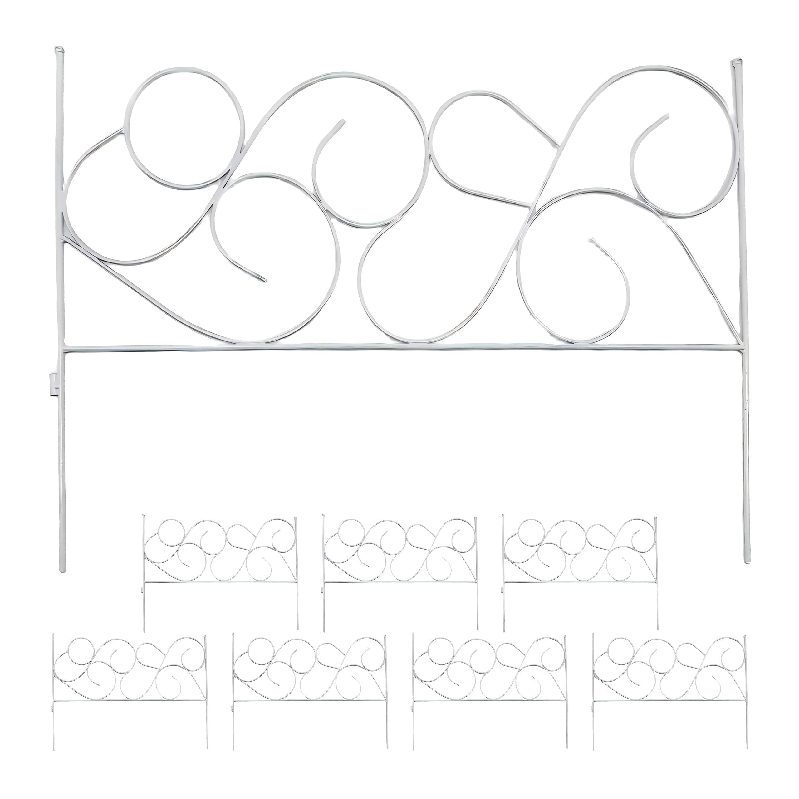 Relaxdays bordura aiuole, Metallo, 8 Elementi, Stile Liberty, HxB:36x400cm, da infilare, Bianca