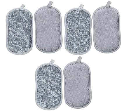 ARQIVO Multi Purpose Scrub Sponges Non Scratch Microfiber Sponge Cleaning Dish Scrubber Reusable Dish Sponges for Washing Dishes Along with Heavy Duty Scouring Power (Gray) (Pack of 6)