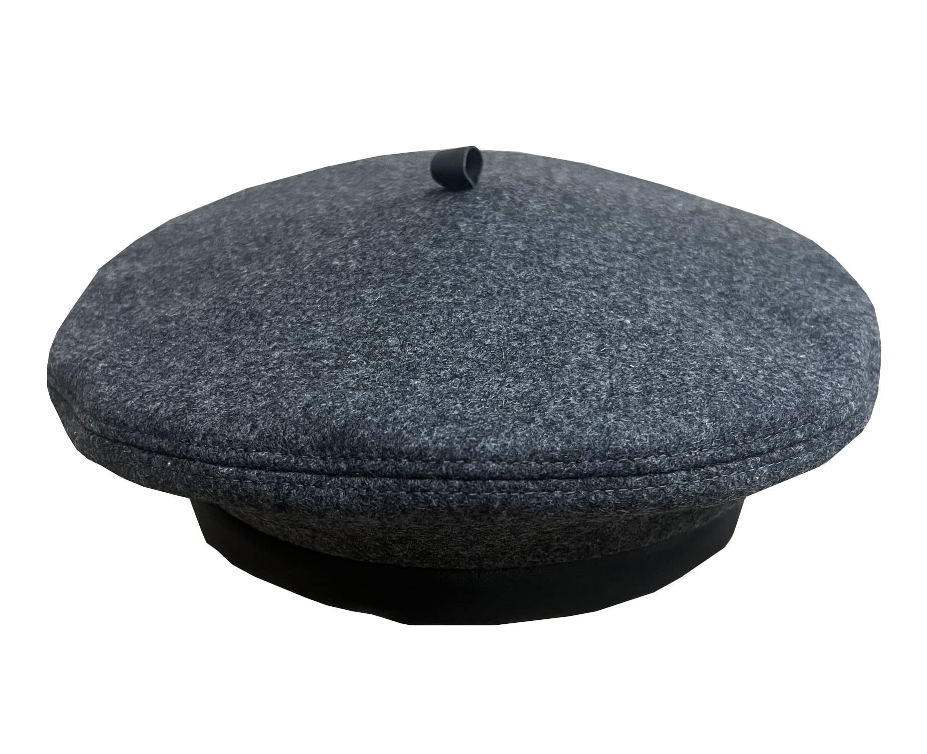 EmstateWool Unisex French Beret with 100% Leather Trim, Made in The USA