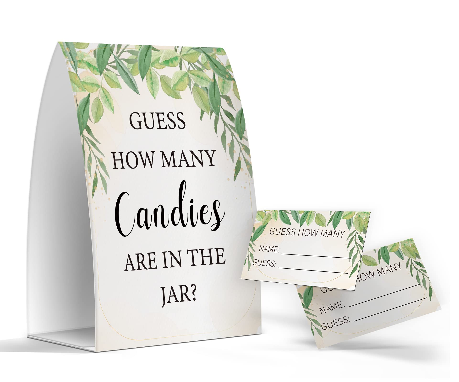 Candy Guessing Game Cards - Rustic Guess How Many Game For Showers, Birthdays (50 Cards + Sign) - View #3