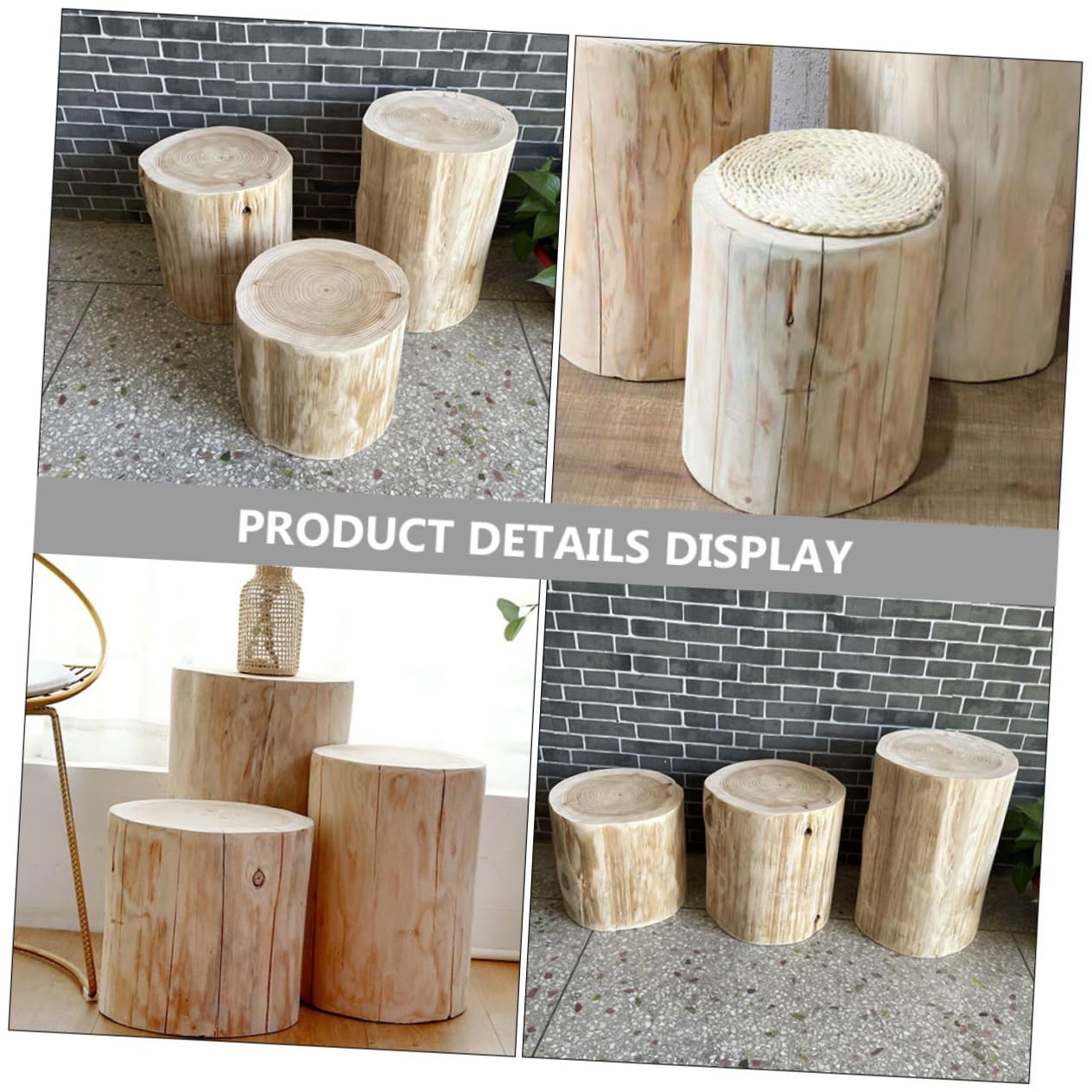 Praktischer Holzhocker aus Massivem Holz Multifunktionaler Sitzhocker und Trittleiter für Wohnzimmer und Garten Natürlicher Holztrittschemel in Beige 18-21cm Durchmesser 30cm Höhe