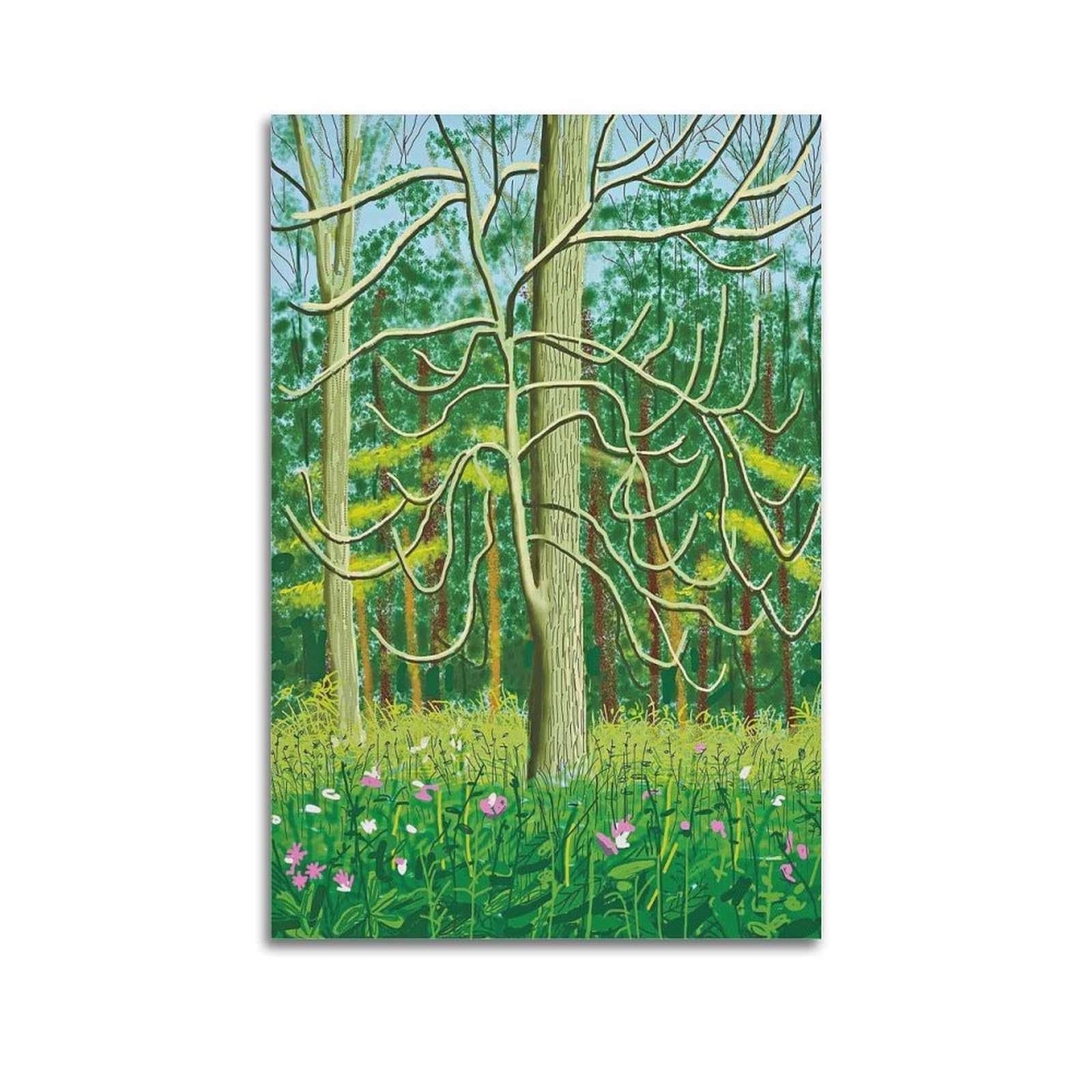 Ckjenjbkm Unframe-Style David Hockney Vintage Abstractwall Art Beige Posters Aesthetic Canvas Wall Art Print Home Decor For Bedroom Living Room12x18inch(30X45cm)