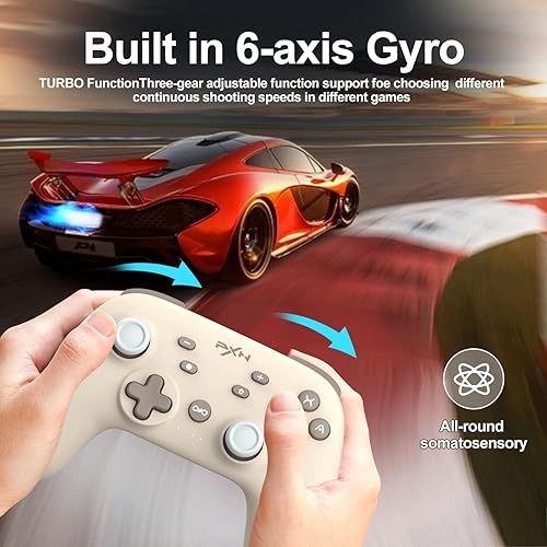 Vista 7 de PXN P50 Wireless Switch Pro Controller, USB Rechargeable Dual Shock Gamepad Joystick Support NFC, Turbo, Gyro Axis Wake-Up Dual Connection for