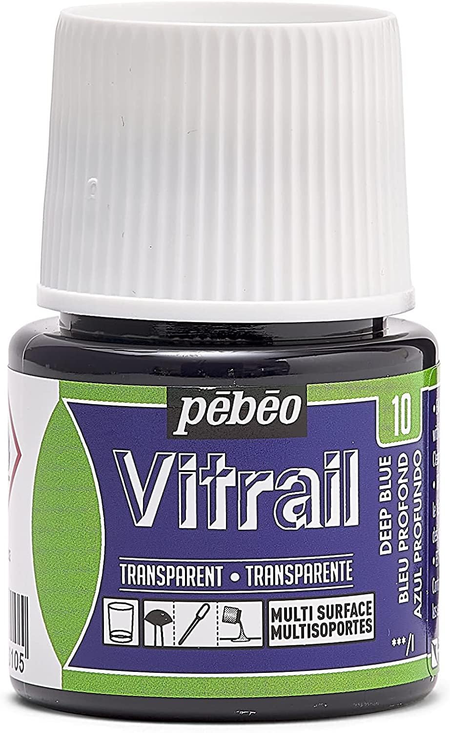 Pebeo Vitrail Stained Glass Effect Glass Paint 45-Milliliter Bottle, Deep Blue,Deep Blue