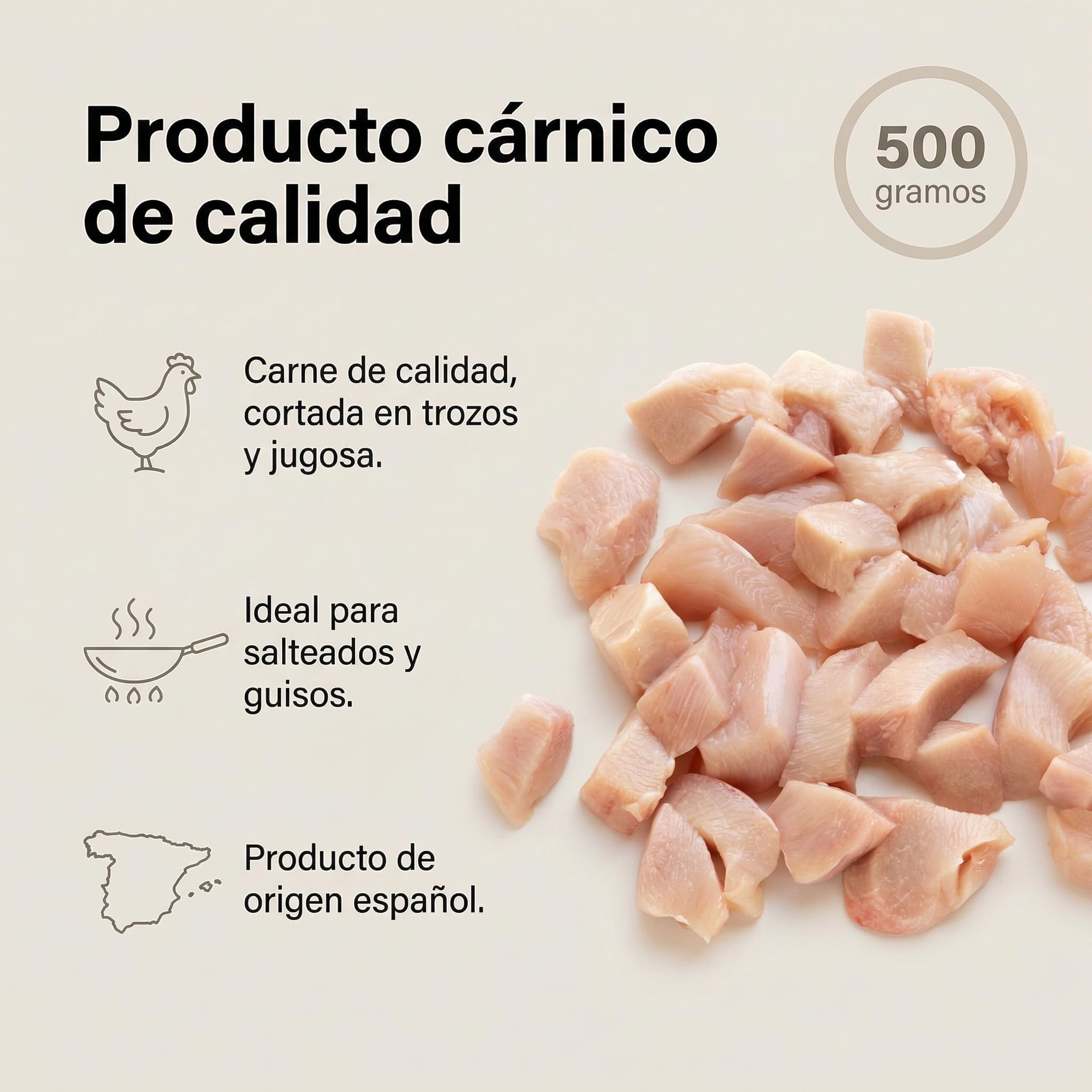 Casa Ortega - Pechuga de pollo fresca en trozos (500 g aprox) – Ideal para salteados y guisos — view 2