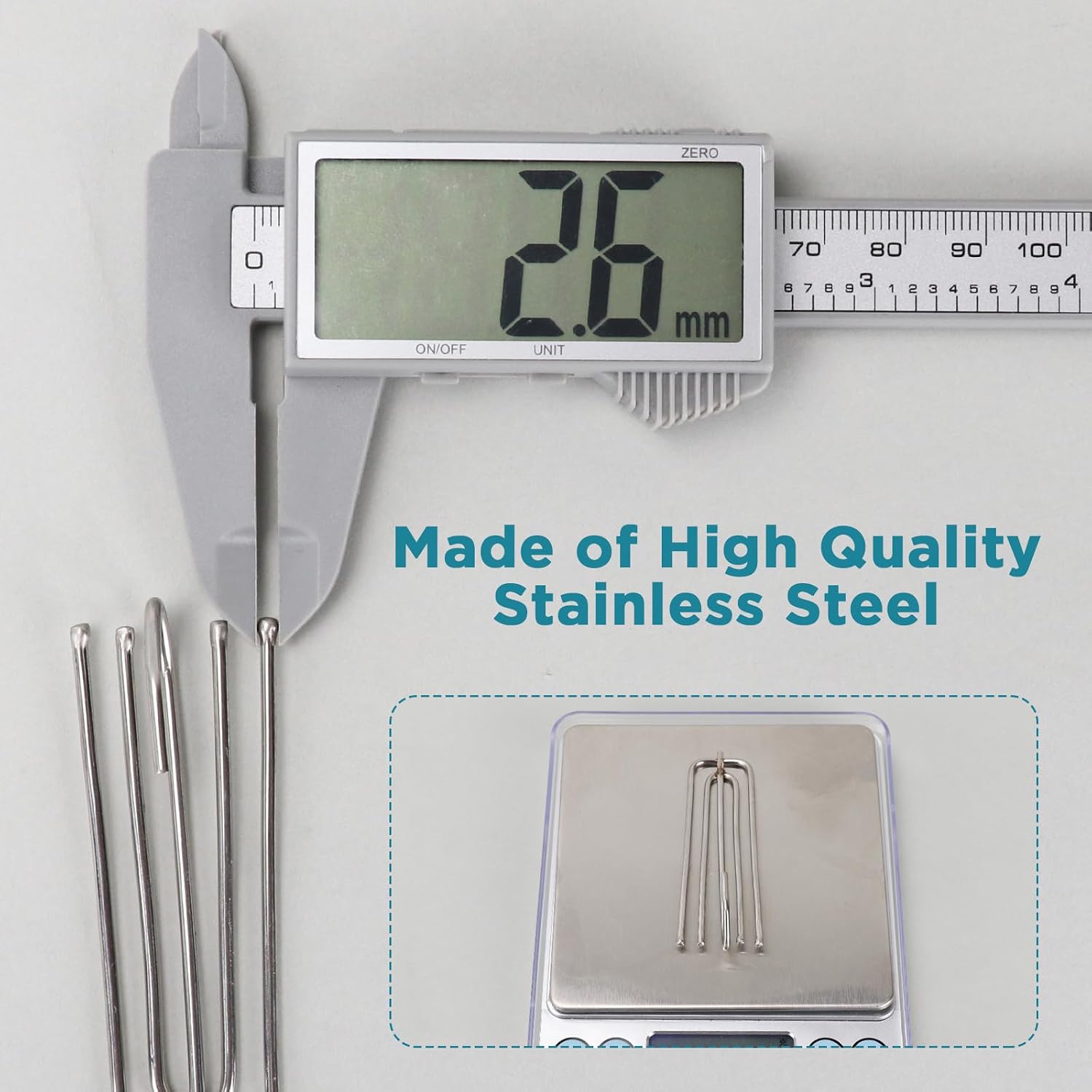 105PCS Stainless Steel Curtain Pleat Hooks,Drapery Hook and Pin for Pleated Drapes 4 Prongs Pinch Pleat Hook Clips,Traverse Pleater 4 End Curtain Hangers for Window Door Bathroom Curtain