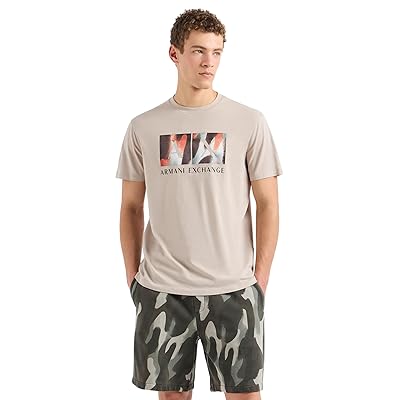 Armani Exchange Classic Ax Armani Exchange Box Logo With Camo Background Regular Fit T Shirts Men
