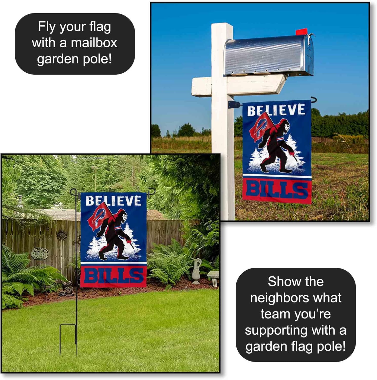 Buffalo Bills Bigfoot Sasquatch Believe Yard Garden Banner Flag - Image 4