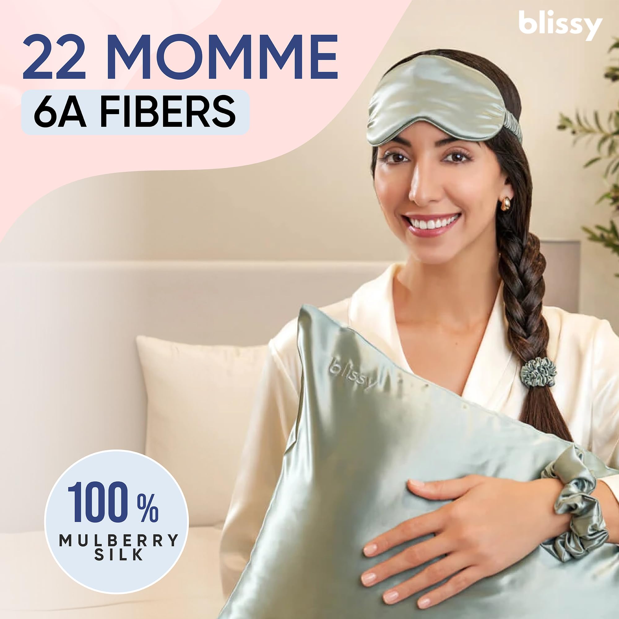 BLISSY Blissy Silk Pillowcase, 100% Pure Mulberry Silk, 22 Momme 6A High-Grade Fibers, Satin Pillow Cover for Hair & Skin - Image 2