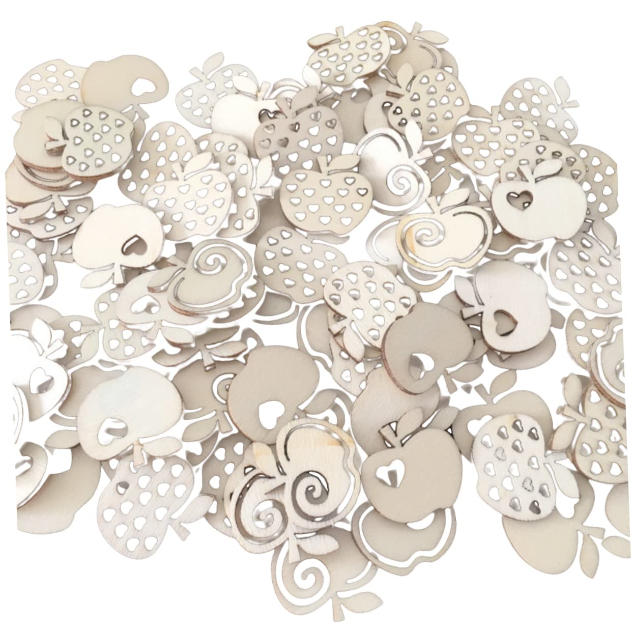 CIMAXIC Hollow Wood Slices for Crafts 100pcs Set En Shapes for Crafts Wedding Decorations