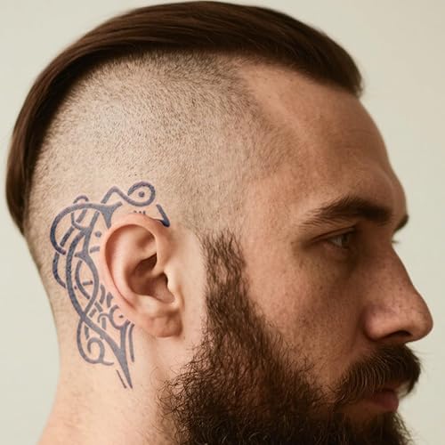 Miniatura 10 de 10 hojas de tatuajes temporales de estilo azteca y vikingo para hombres, tatuajes falsos para la parte posterior de las manos y antebrazos, de larga