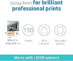 HP Papier de brochure laser couleur, brillant (150 Feuilles, 8.5 x 11 Pouces)