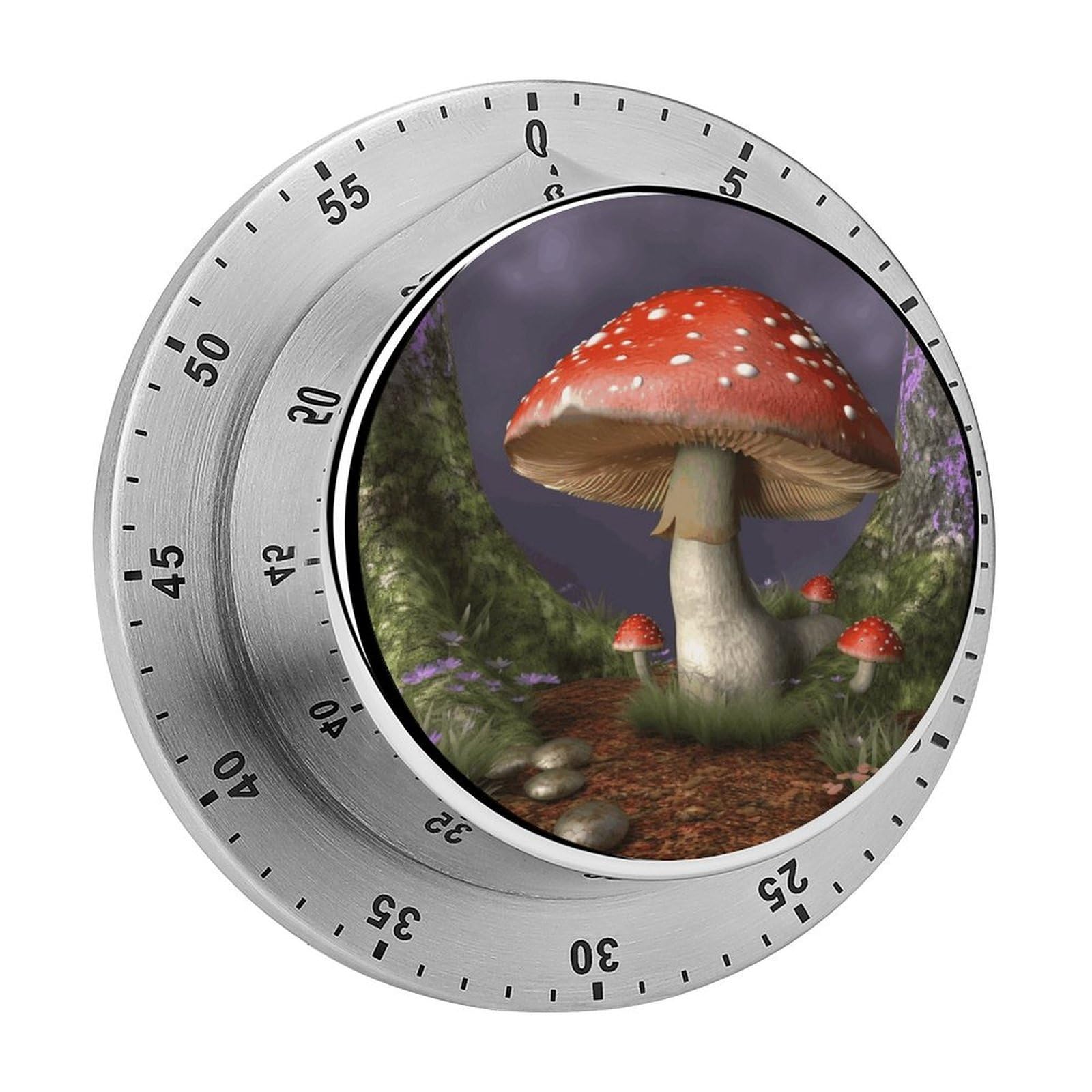 Mushroom Timers Adsorbable Stainless Steel Kitchen Timer Loud 60 Minute Visual Timer Portable Manual Countdown Timers Alarm Clock Time Management Tool for Home Work