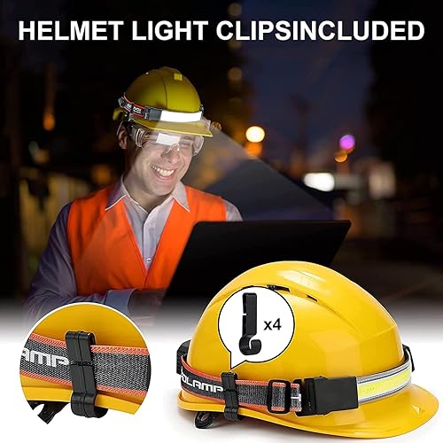 Miniatura 5 de 3 lámparas LED recargables para la cabeza, luz de casco duro de iluminación de 230, linterna ligera, 3 modos con luces rojas para correr, acampar,